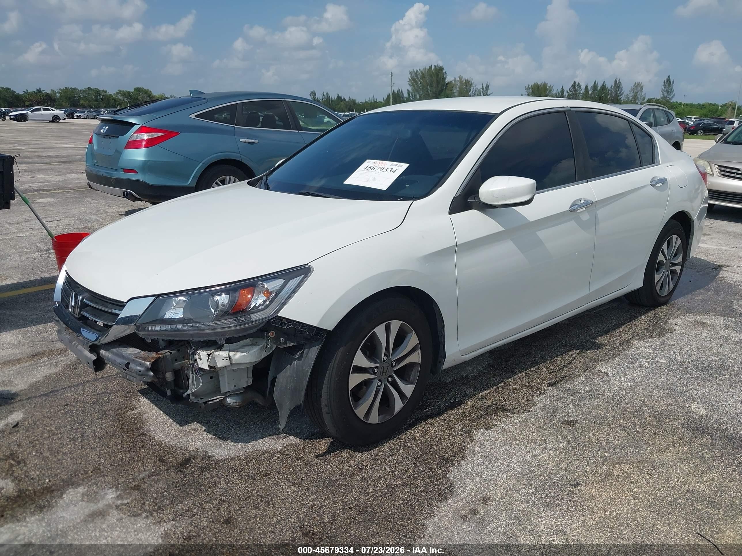 2014 Honda Accord Lx White vin: 1HGCR2F3XEA097775