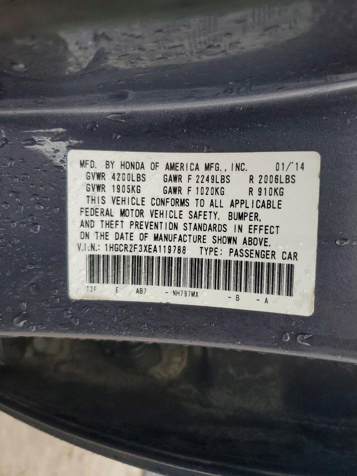 2014 Honda Accord Gray vin: 1HGCR2F3XEA119788