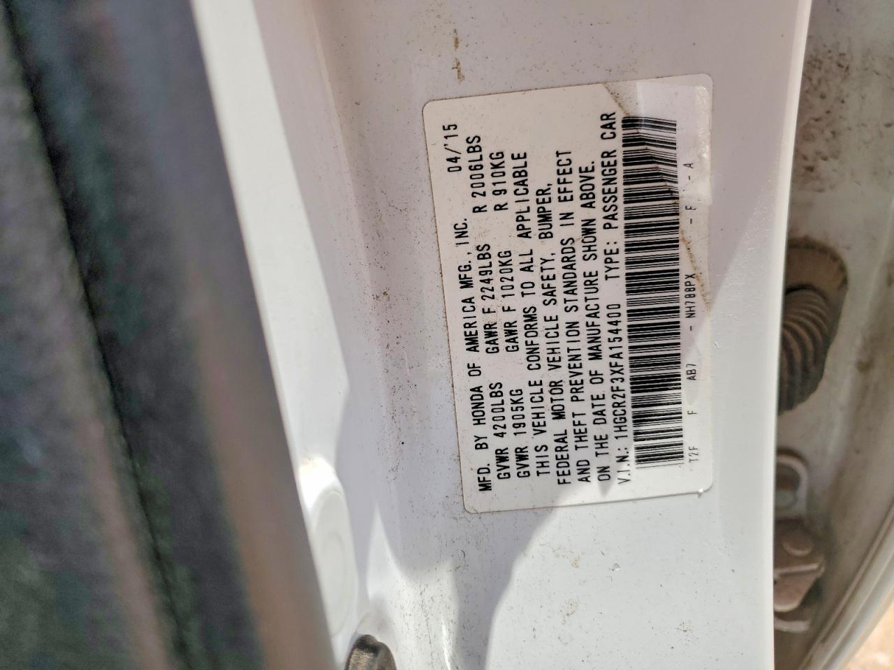 2015 Honda Accord Lx White vin: 1HGCR2F3XFA154400