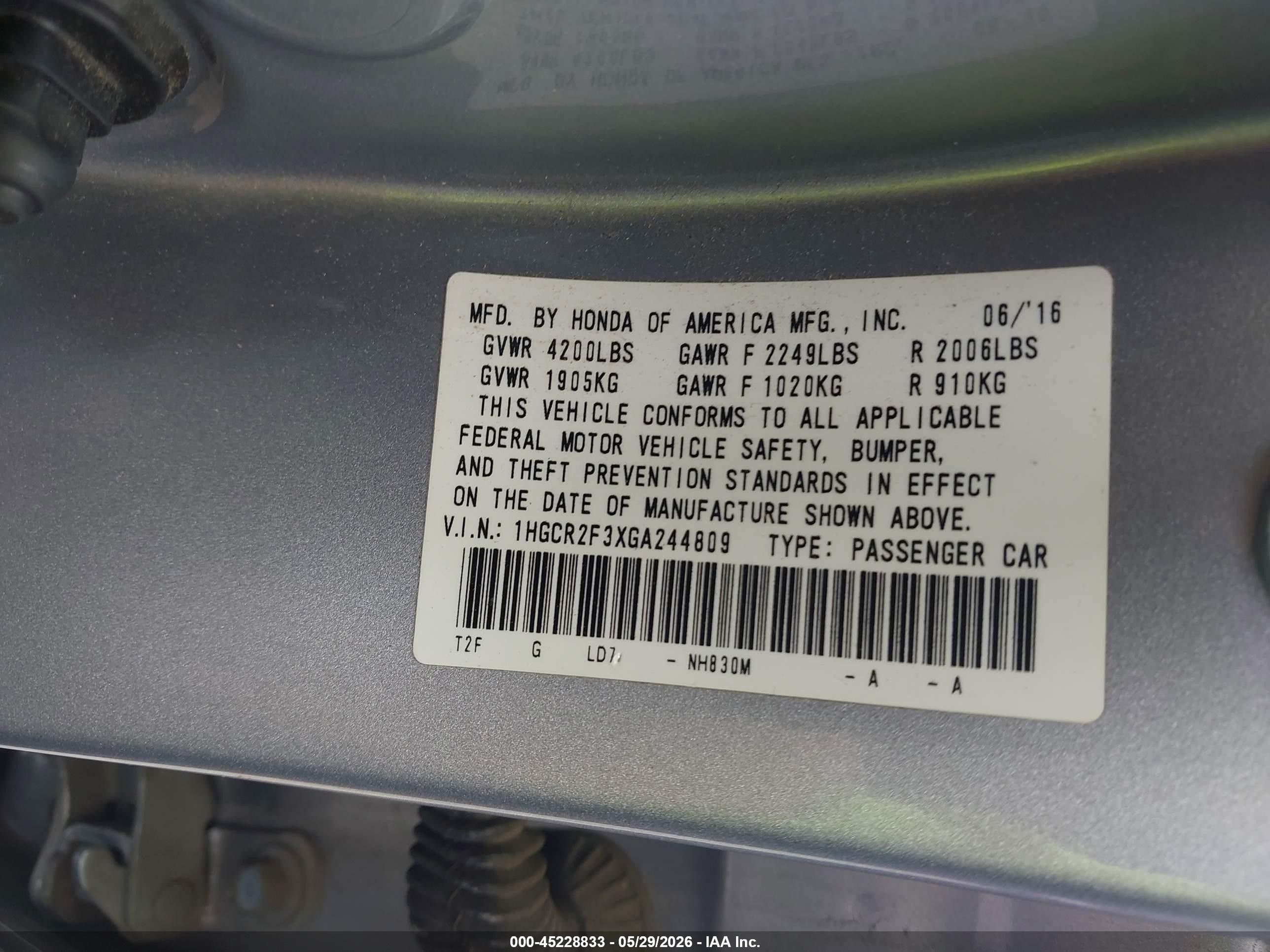 2016 Honda Accord Lx Silver vin: 1HGCR2F3XGA244809
