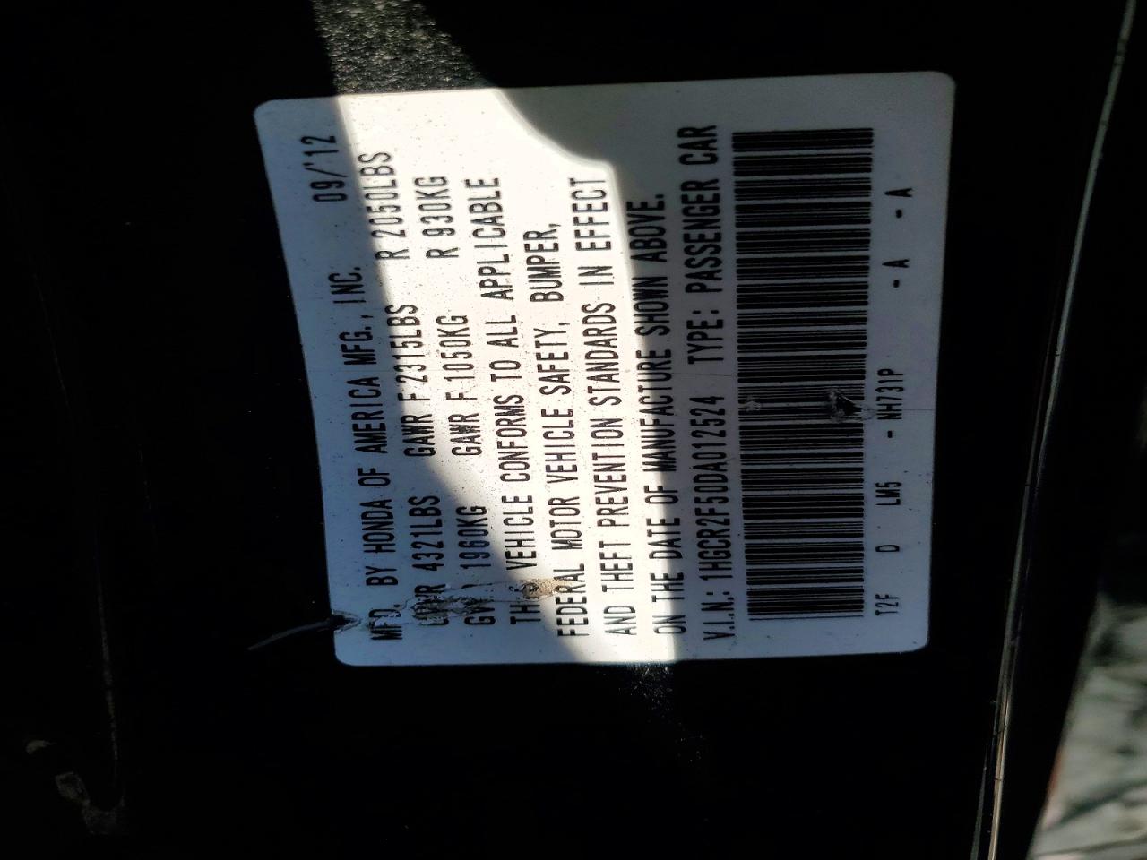 2013 Honda Accord Sport Black vin: 1HGCR2F50DA012524
