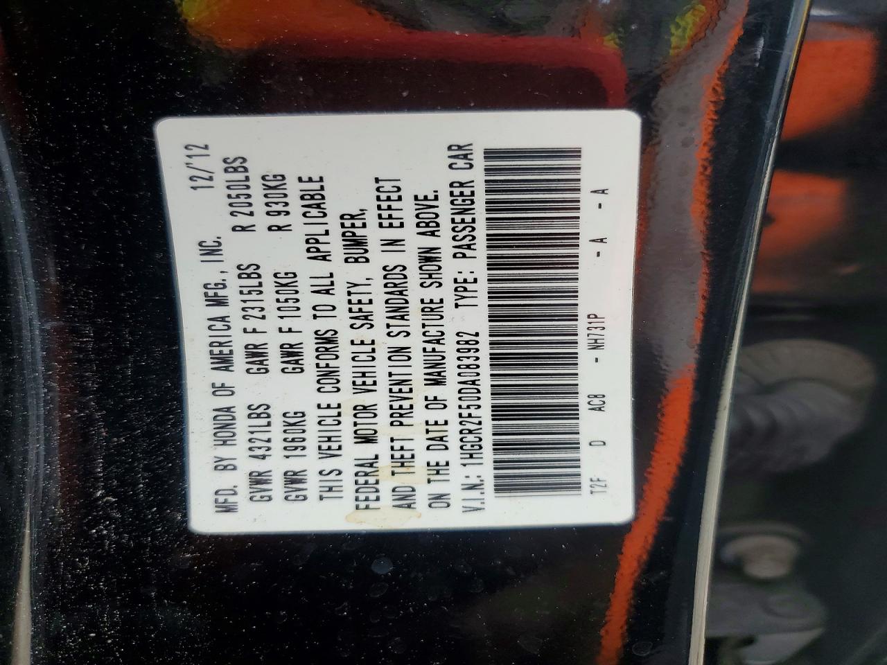 2013 Honda Accord Sport Черный vin: 1HGCR2F50DA083982