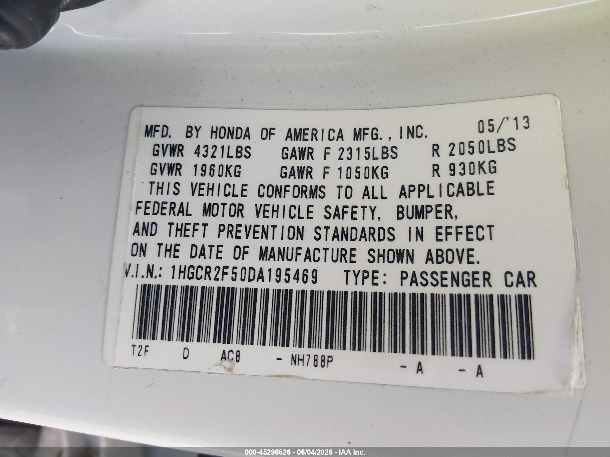 2013 Honda Accord Sport Белый vin: 1HGCR2F50DA195469