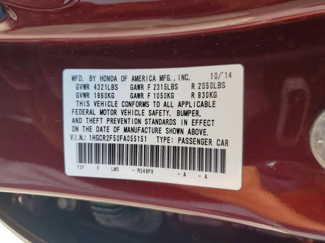 2015 Honda Accord Sport Burgundy vin: 1HGCR2F50FA055151