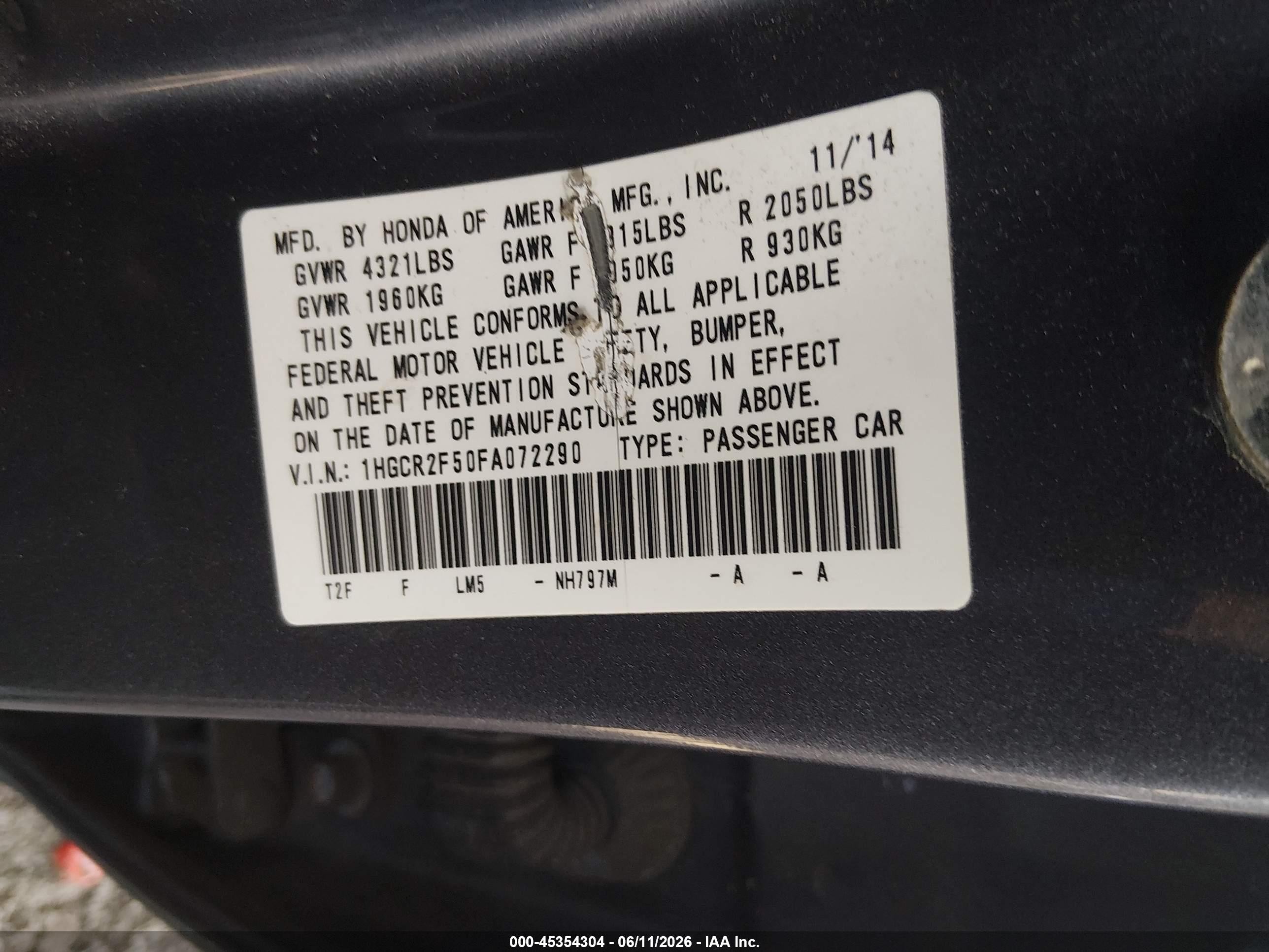 2015 Honda Accord Sport Gray vin: 1HGCR2F50FA072290