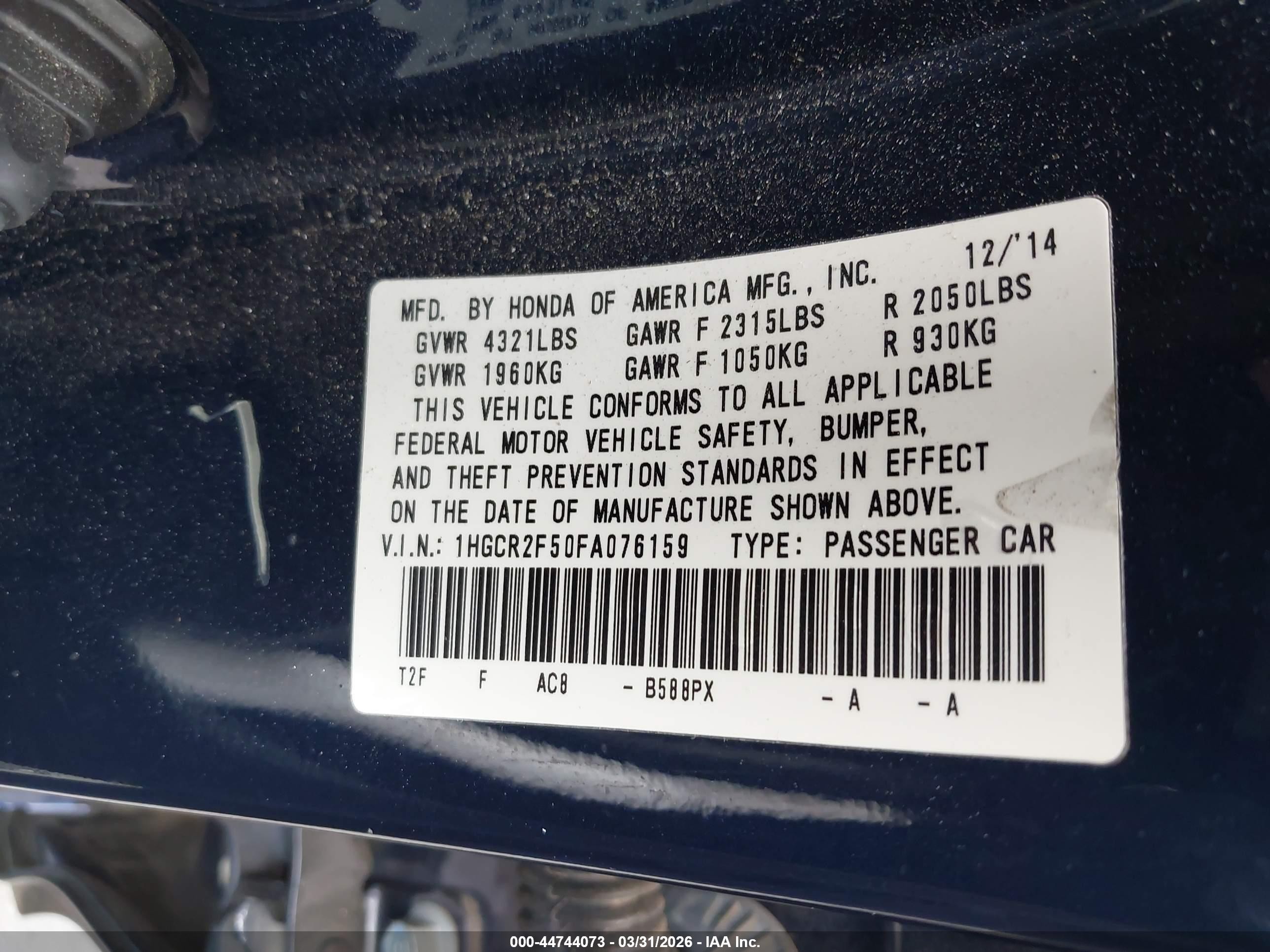 2015 Honda Accord Sport Navy vin: 1HGCR2F50FA076159