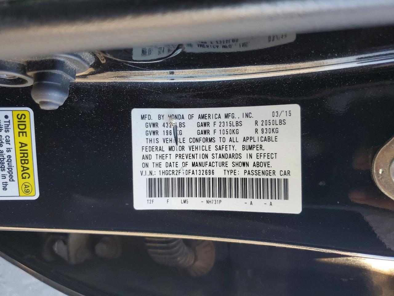 2015 Honda Accord Sport Black vin: 1HGCR2F50FA132696