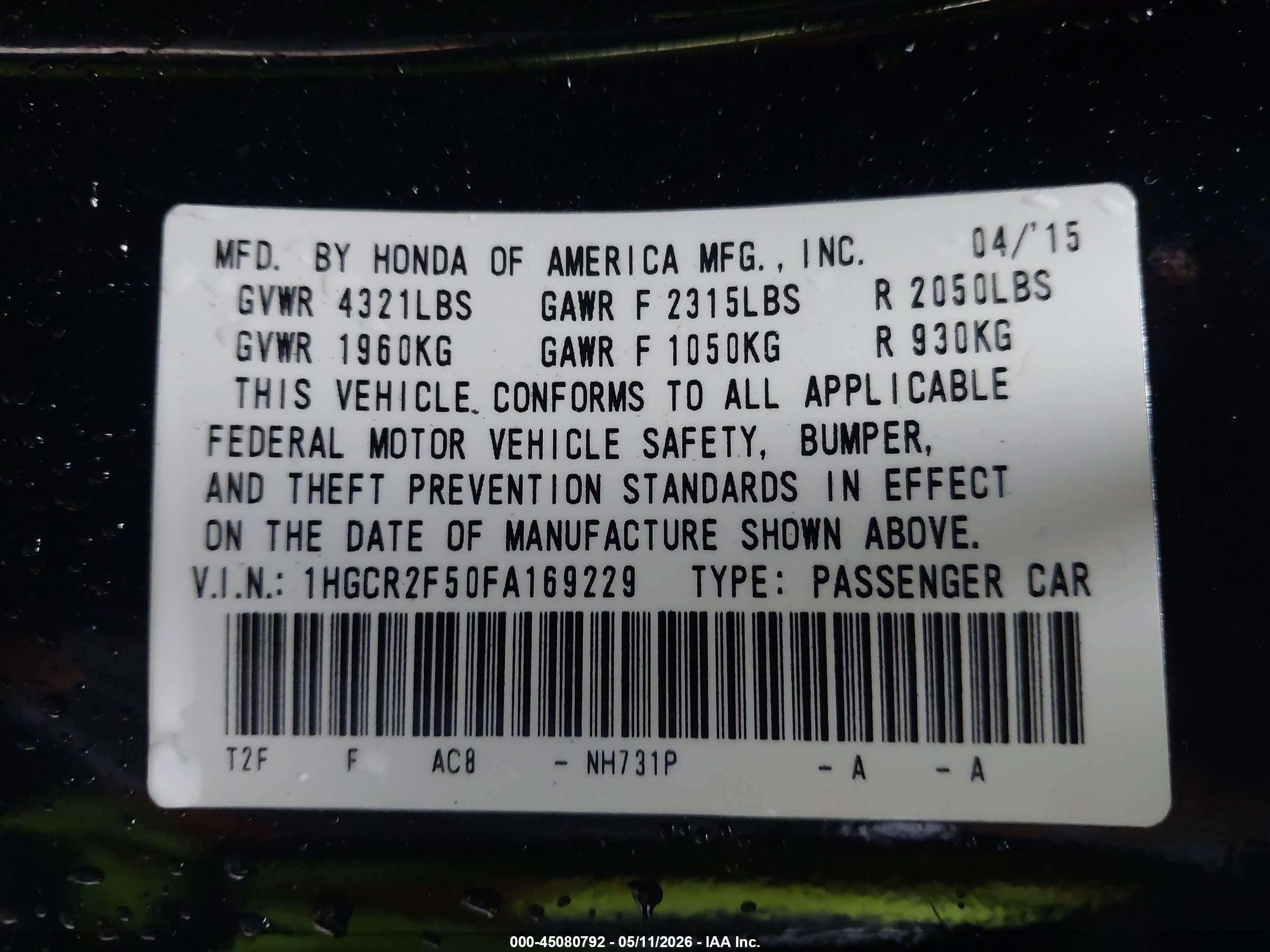 2015 Honda Accord Sport Black vin: 1HGCR2F50FA169229