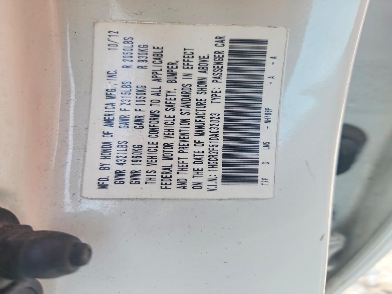 2013 Honda Accord Sport White vin: 1HGCR2F51DA032023