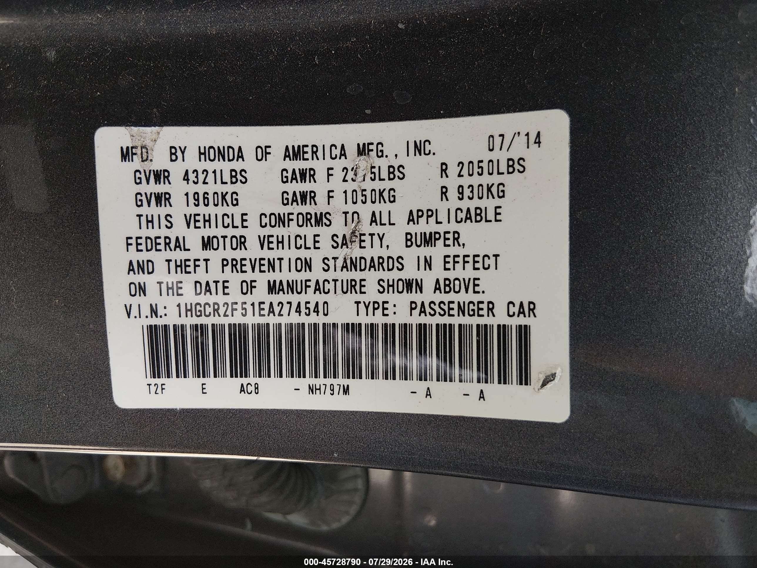 2014 Honda Accord Sport Gray vin: 1HGCR2F51EA274540