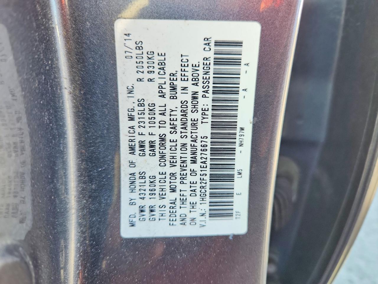 2014 Honda Accord Sport Gray vin: 1HGCR2F51EA276675