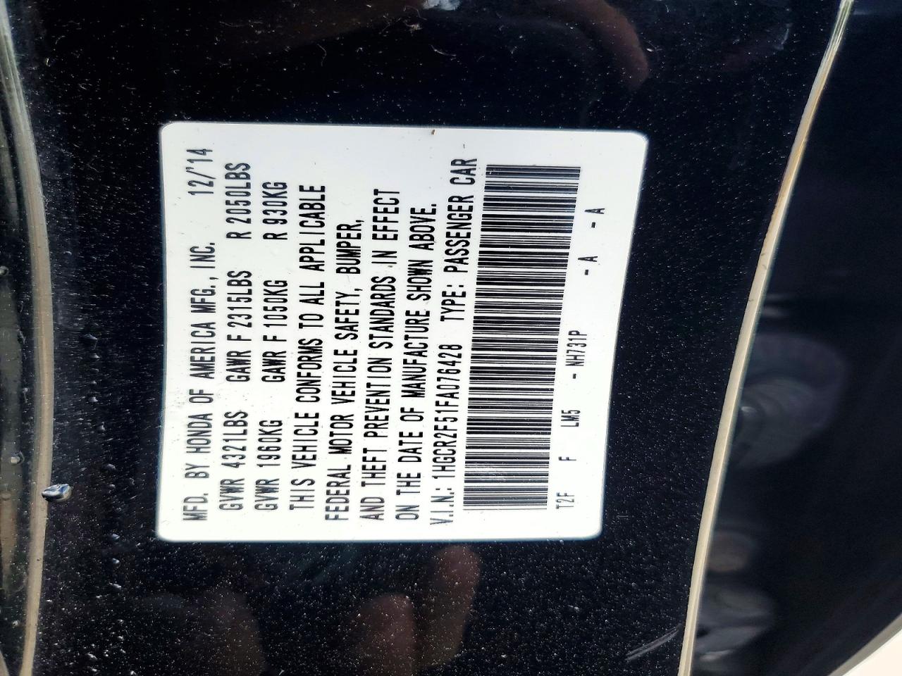 2015 Honda Accord Sport Black vin: 1HGCR2F51FA076428