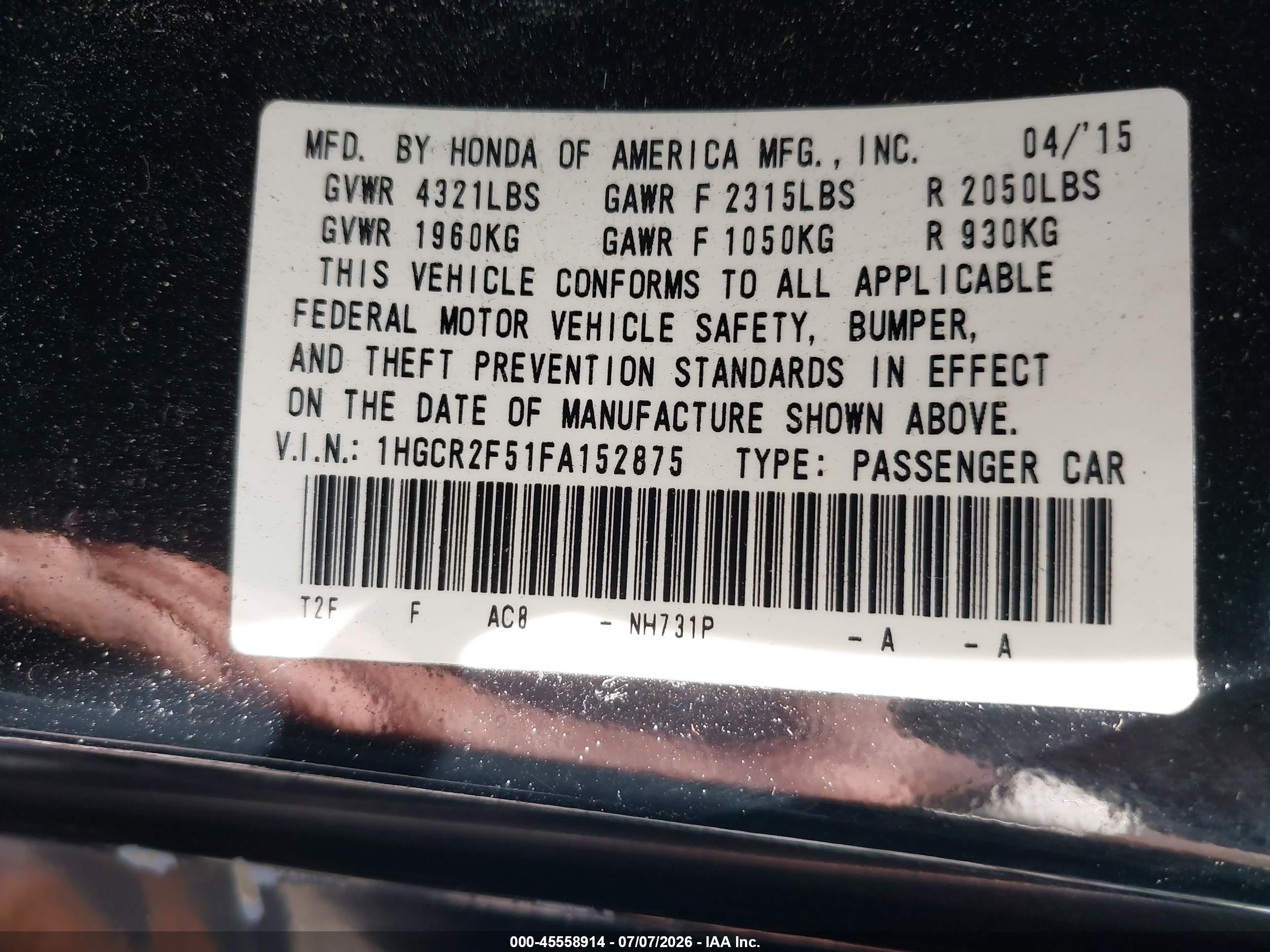 2015 Honda Accord Sport Black vin: 1HGCR2F51FA152875