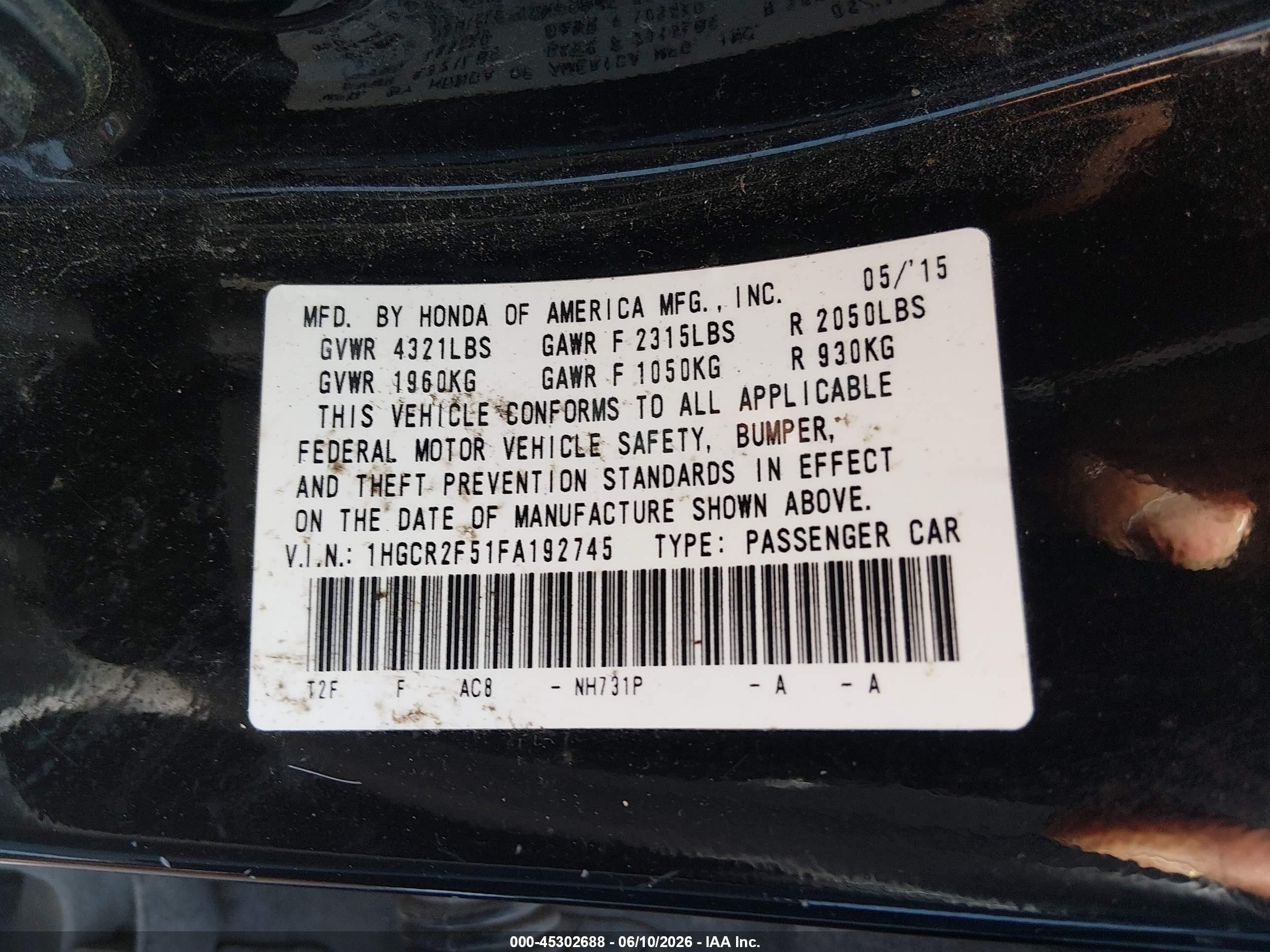 2015 Honda Accord Sport Black vin: 1HGCR2F51FA192745