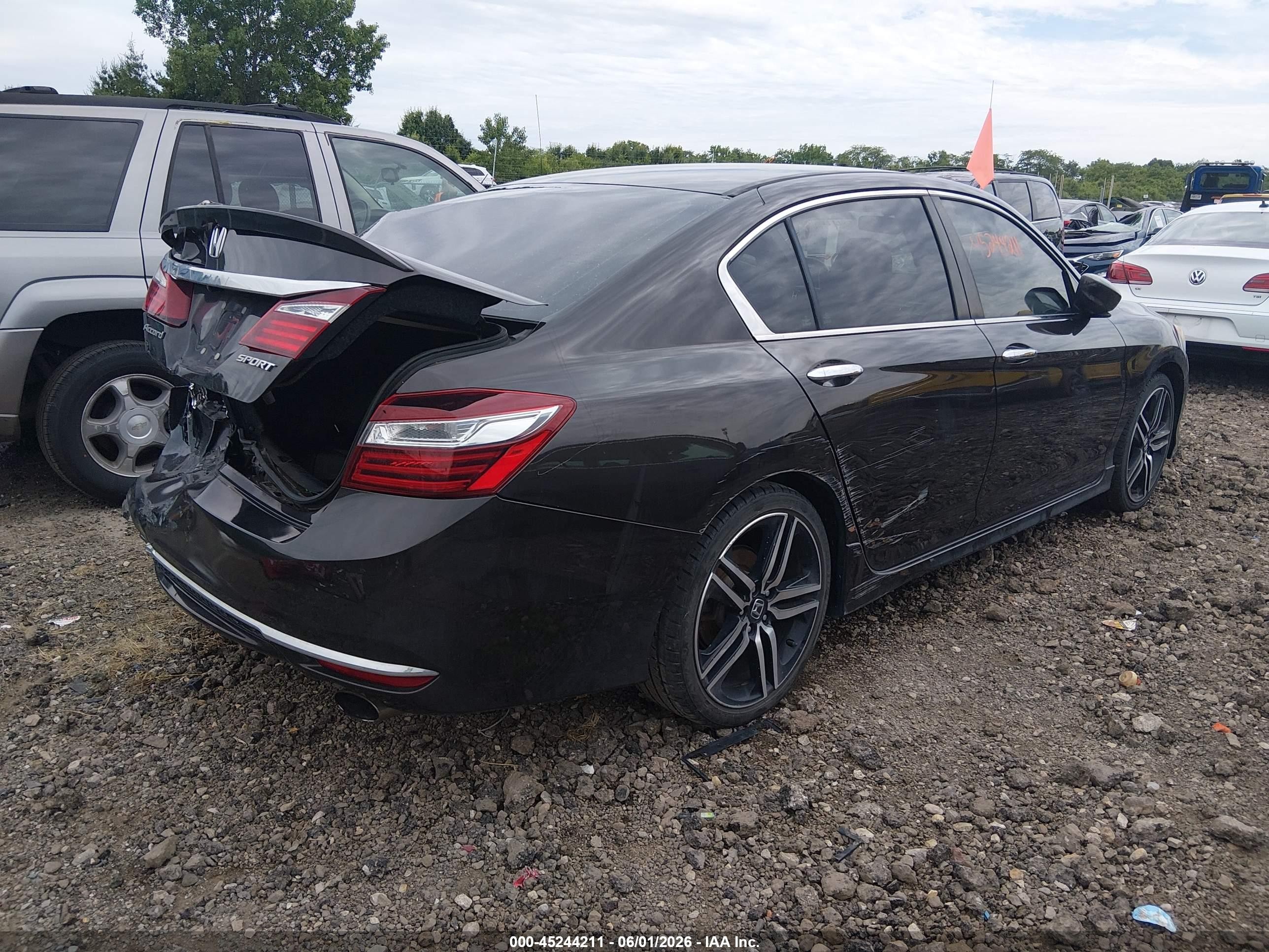 2017 Honda Accord Sport Черный vin: 1HGCR2F51HA097315