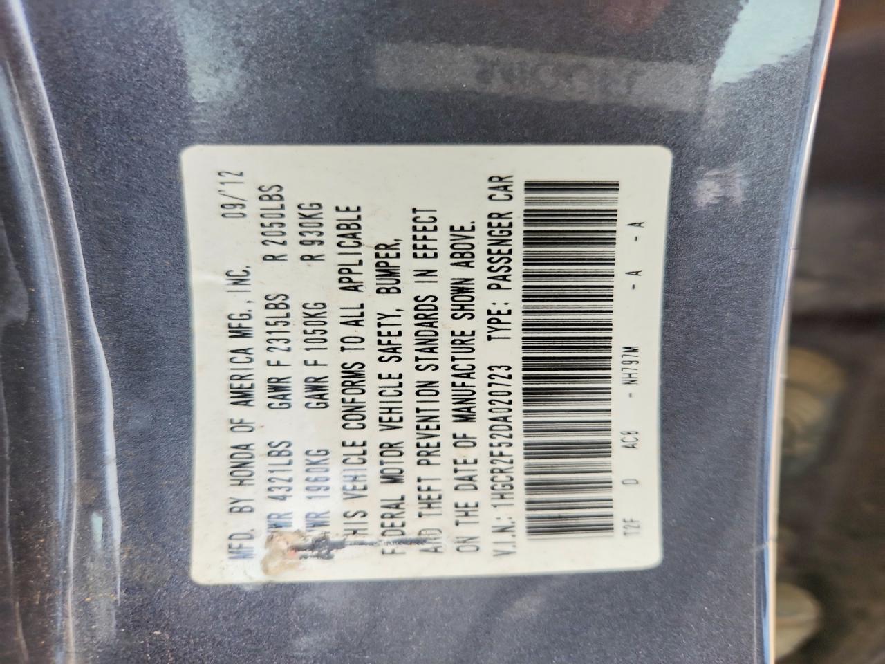 2013 Honda Accord Sport Gray vin: 1HGCR2F52DA020723
