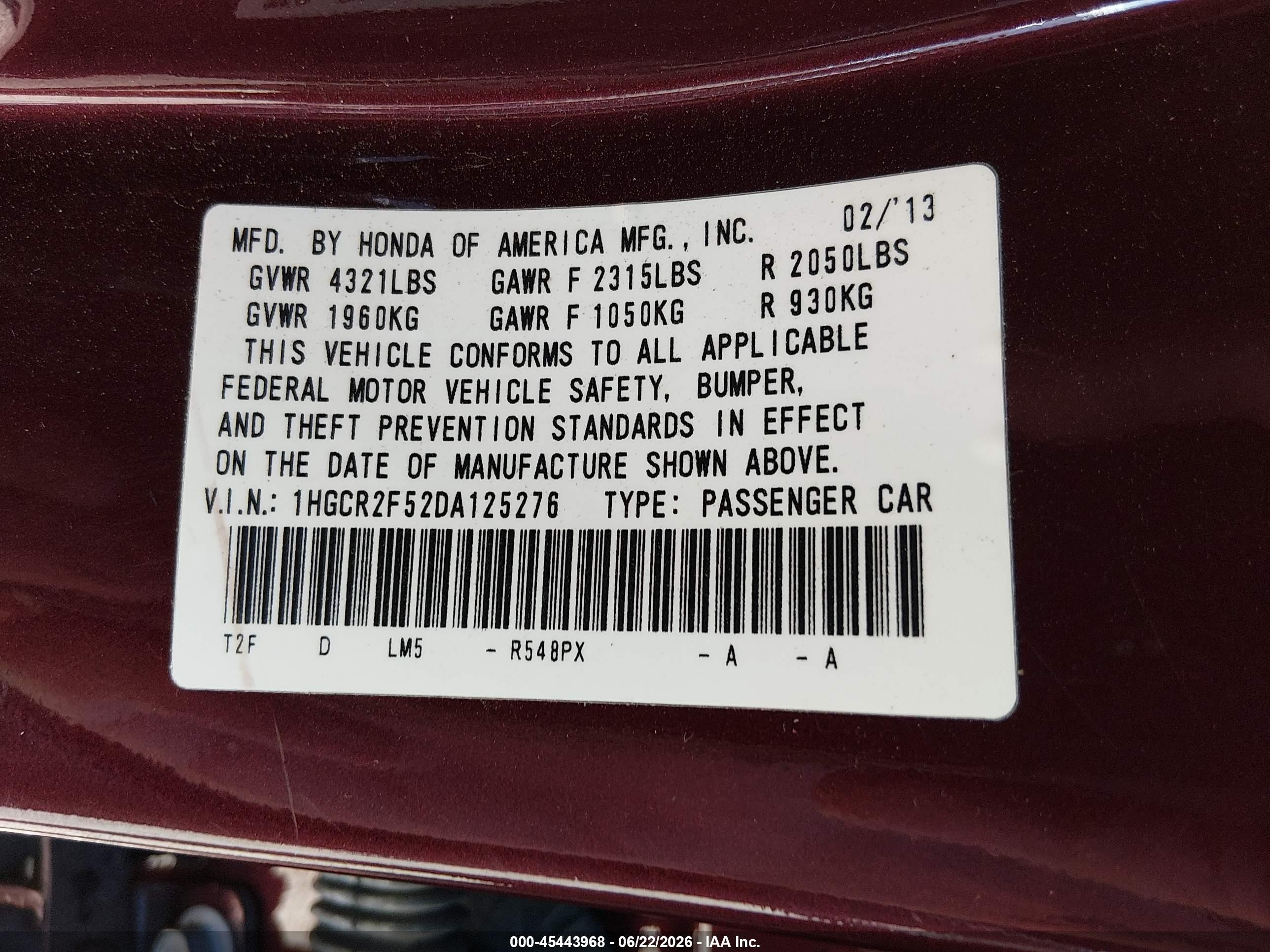 2013 Honda Accord Sport Burgundy vin: 1HGCR2F52DA125276