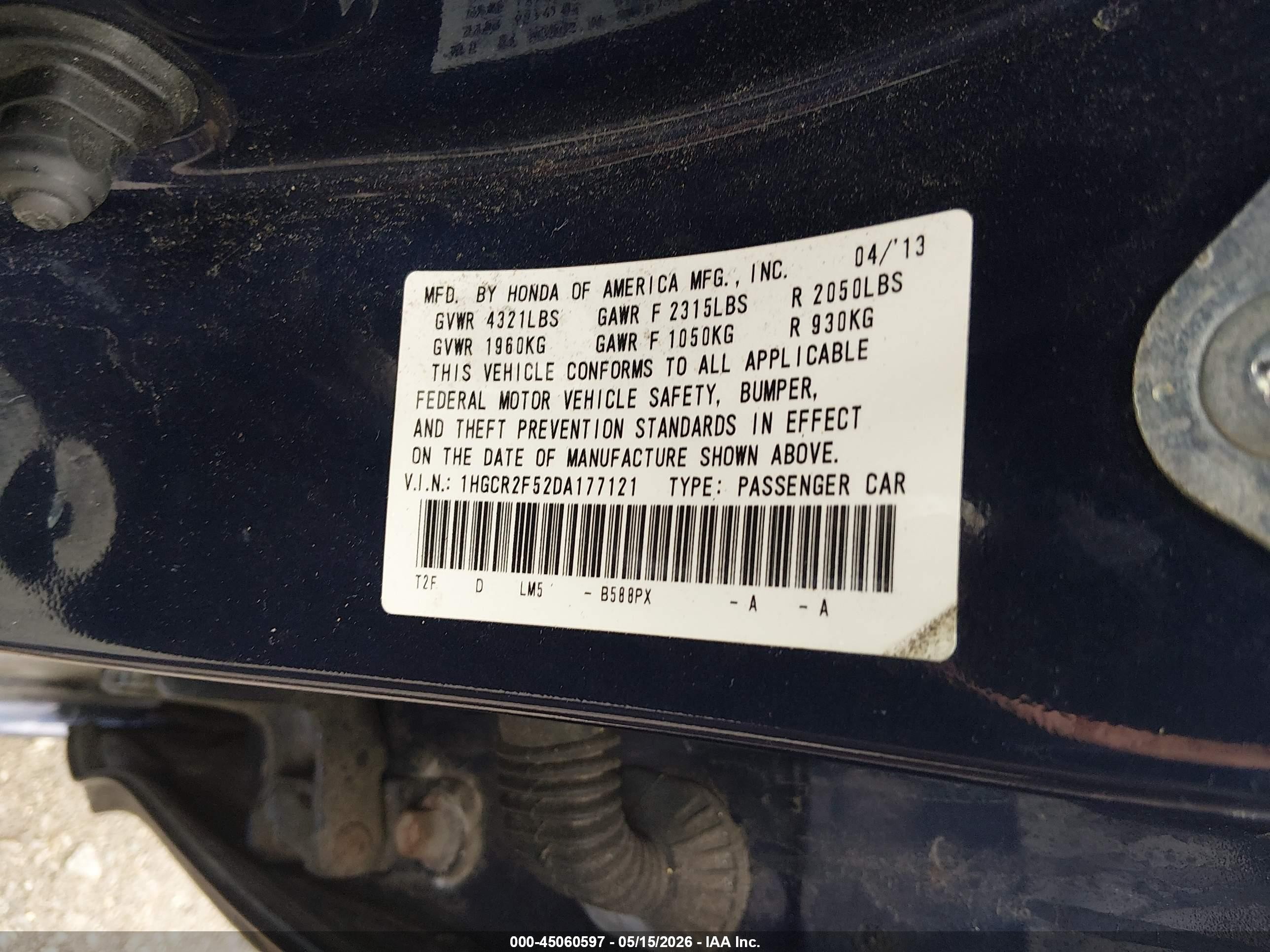 2013 Honda Accord Sport Blue vin: 1HGCR2F52DA177121