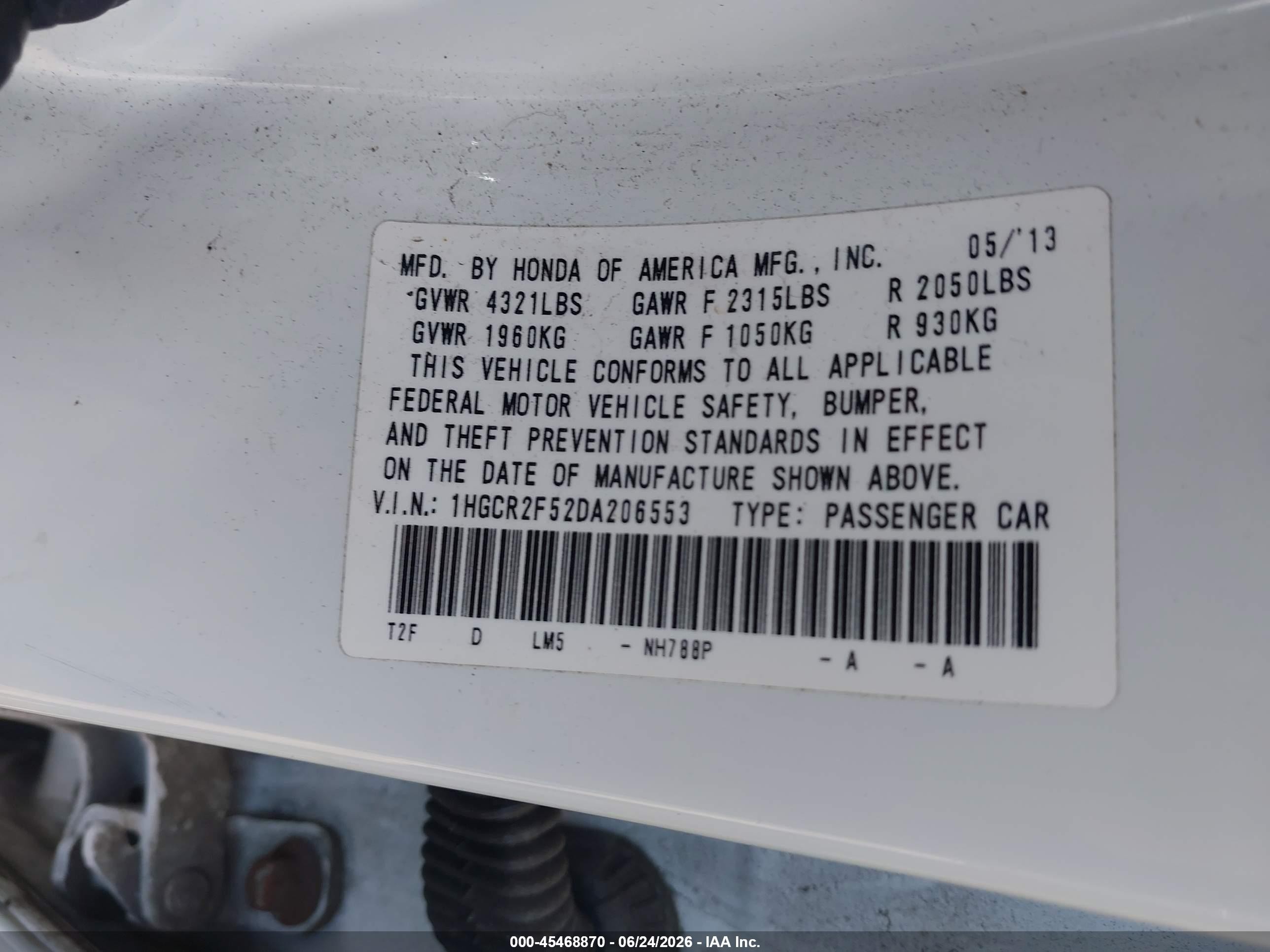 2013 Honda Accord Sport White vin: 1HGCR2F52DA206553
