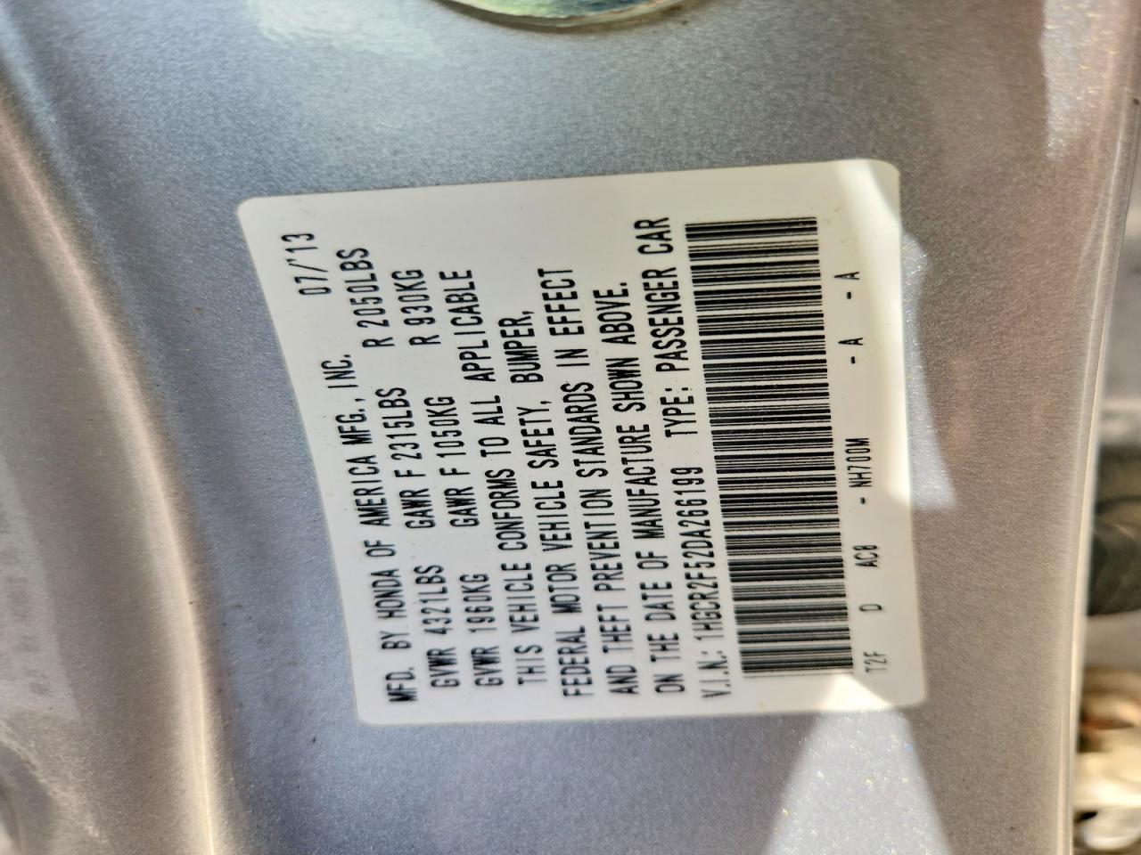 2013 Honda Accord Sport Silver vin: 1HGCR2F52DA266199