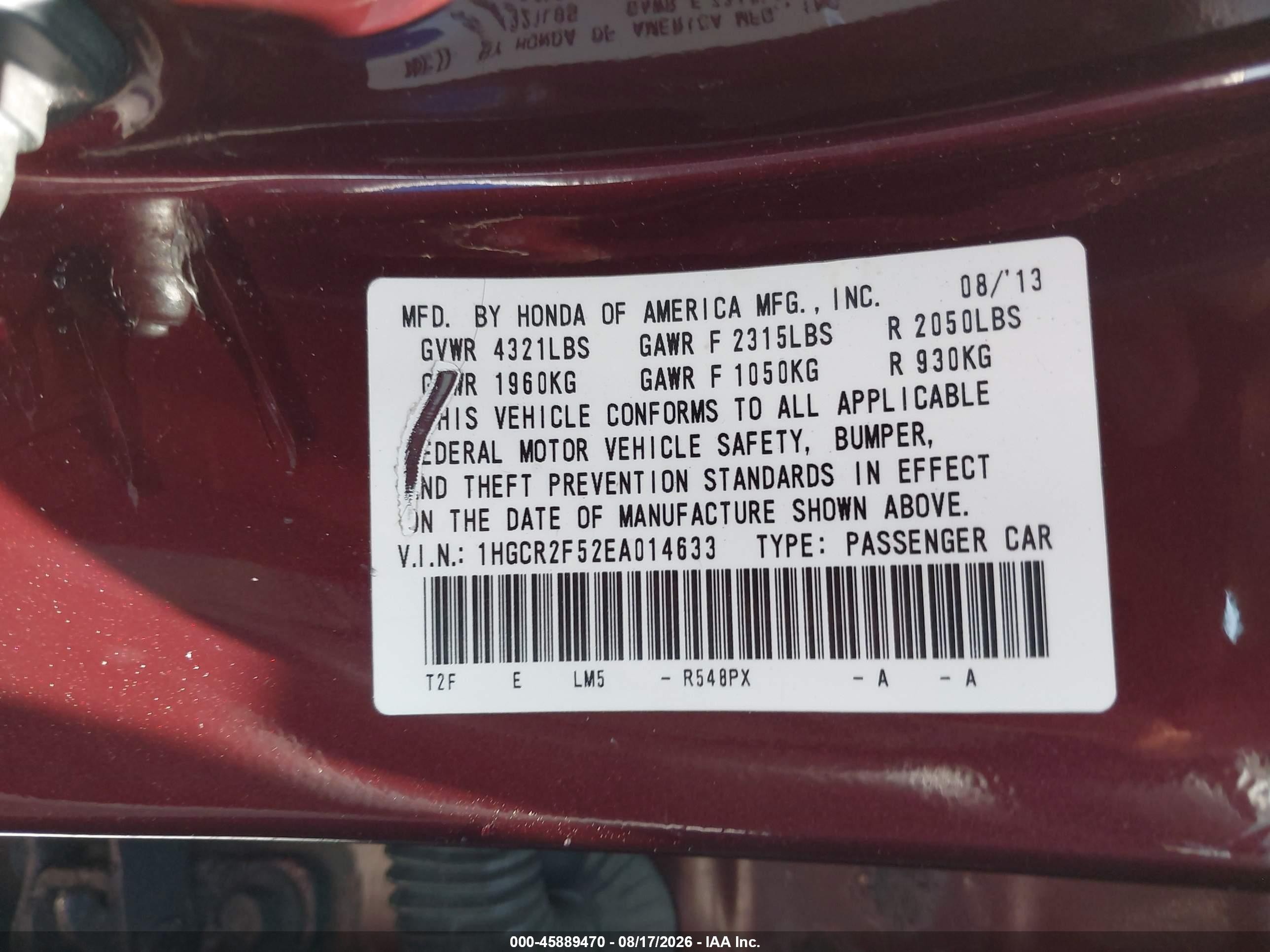 2014 Honda Accord Sport Red vin: 1HGCR2F52EA014633