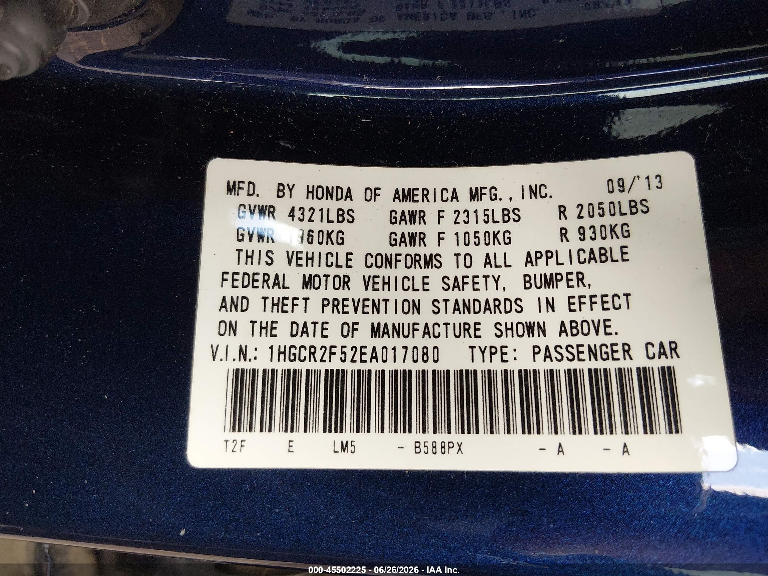 2014 Honda Accord Sport Blue vin: 1HGCR2F52EA017080