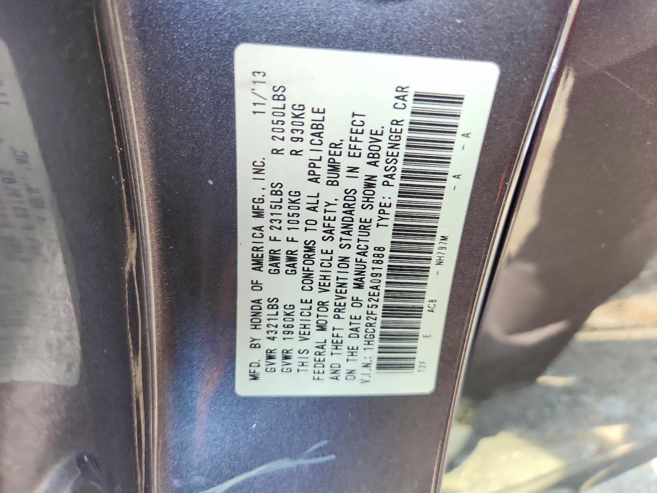 2014 Honda Accord Sport Gray vin: 1HGCR2F52EA091888