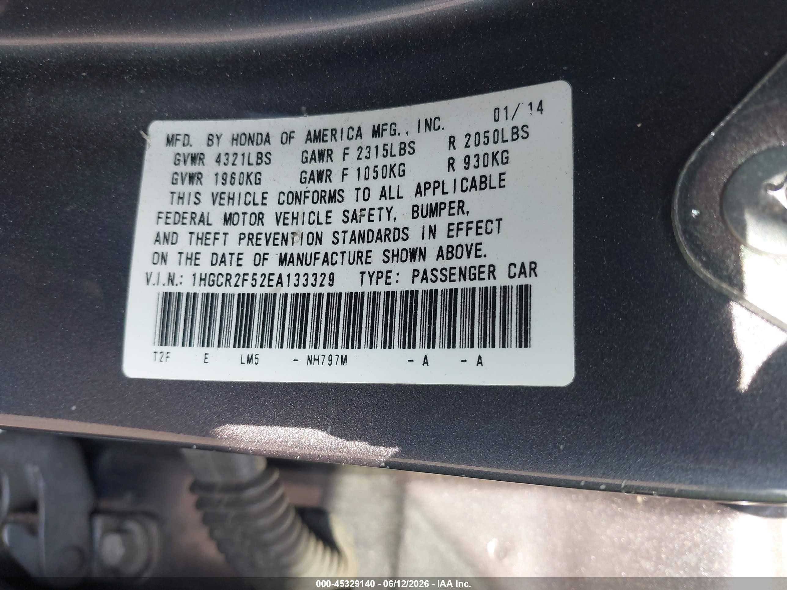 2014 Honda Accord Sport Gray vin: 1HGCR2F52EA133329