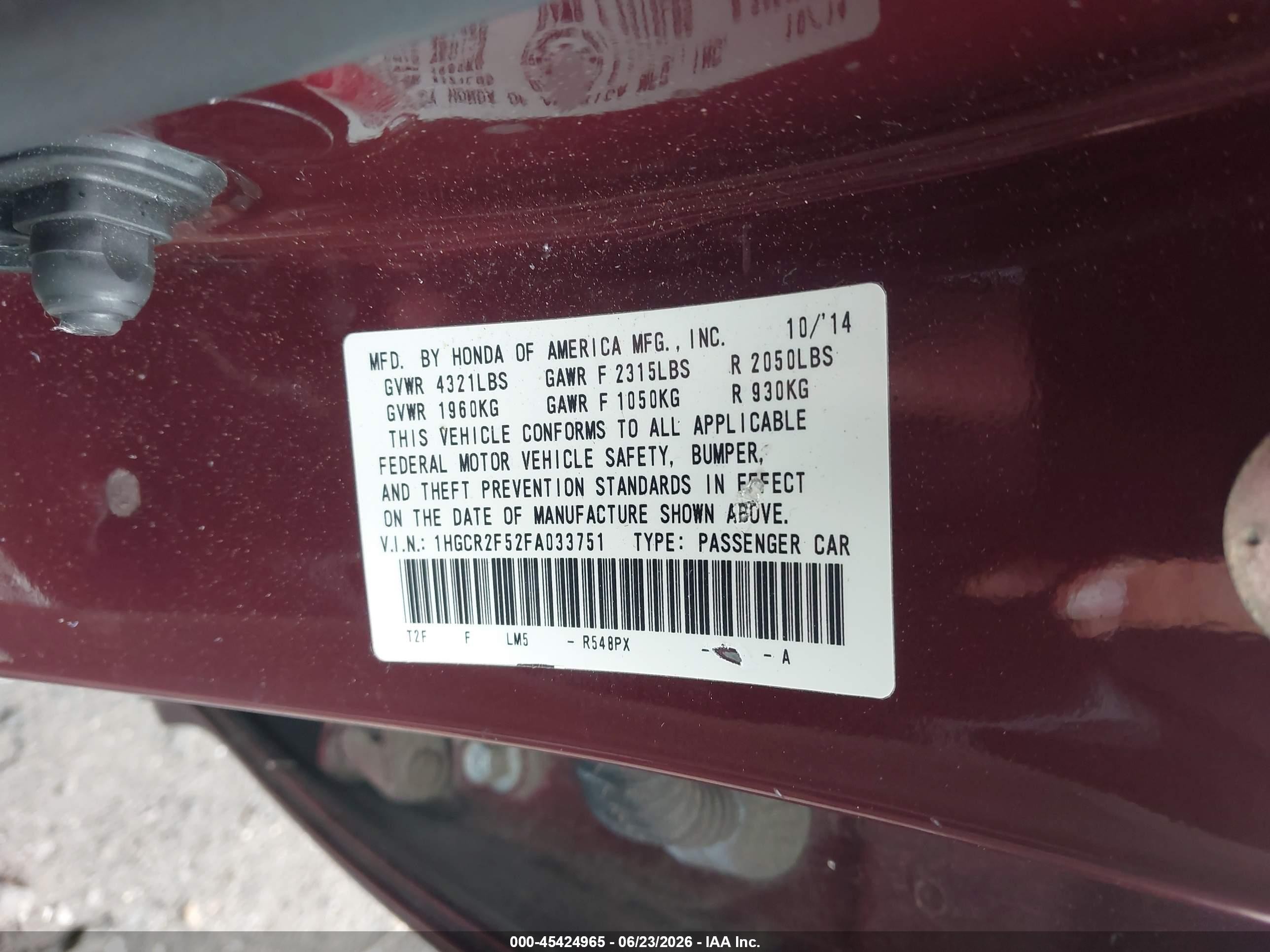 2015 Honda Accord Sport Maroon vin: 1HGCR2F52FA033751