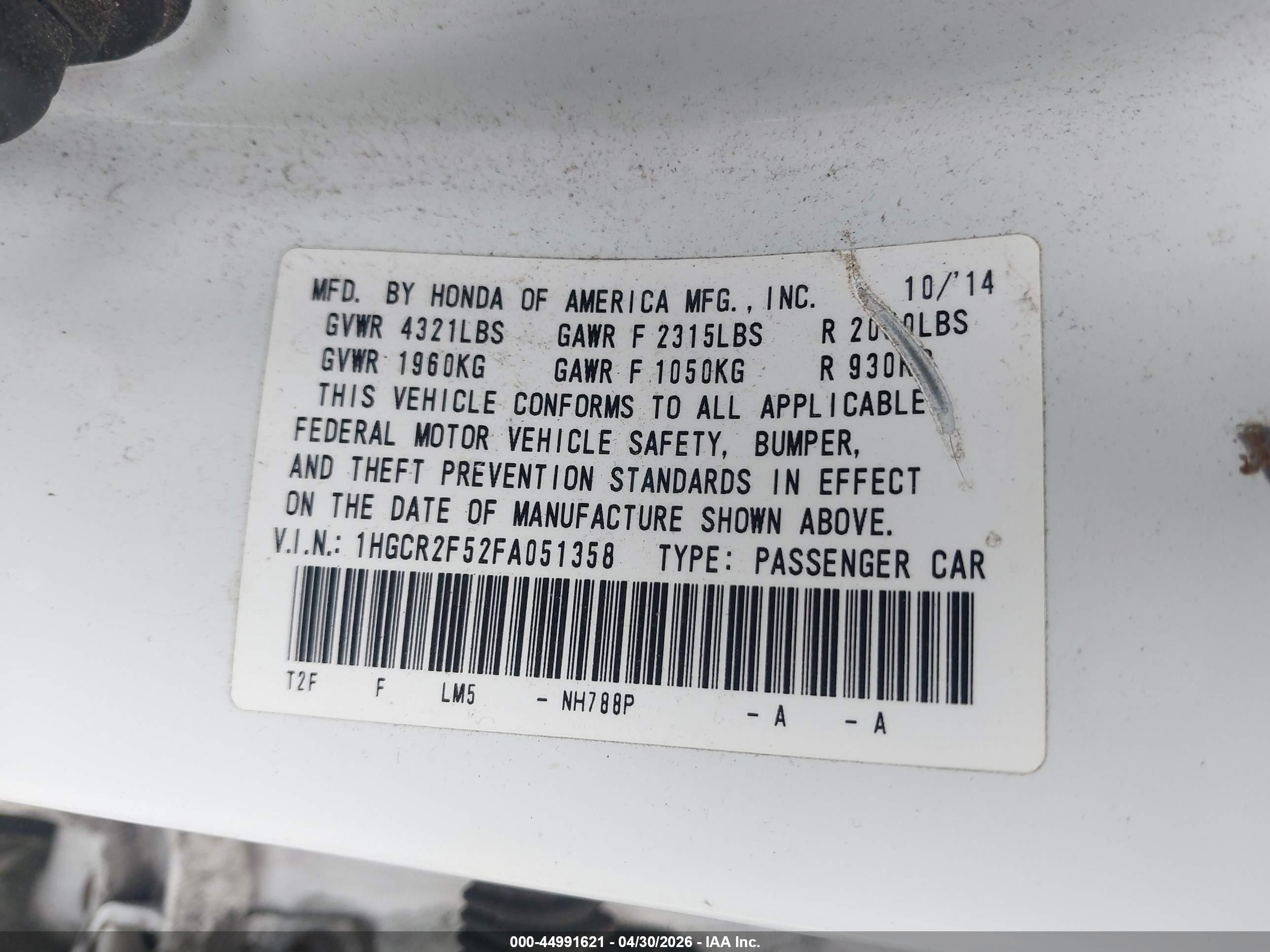 2015 Honda Accord Sport White vin: 1HGCR2F52FA051358