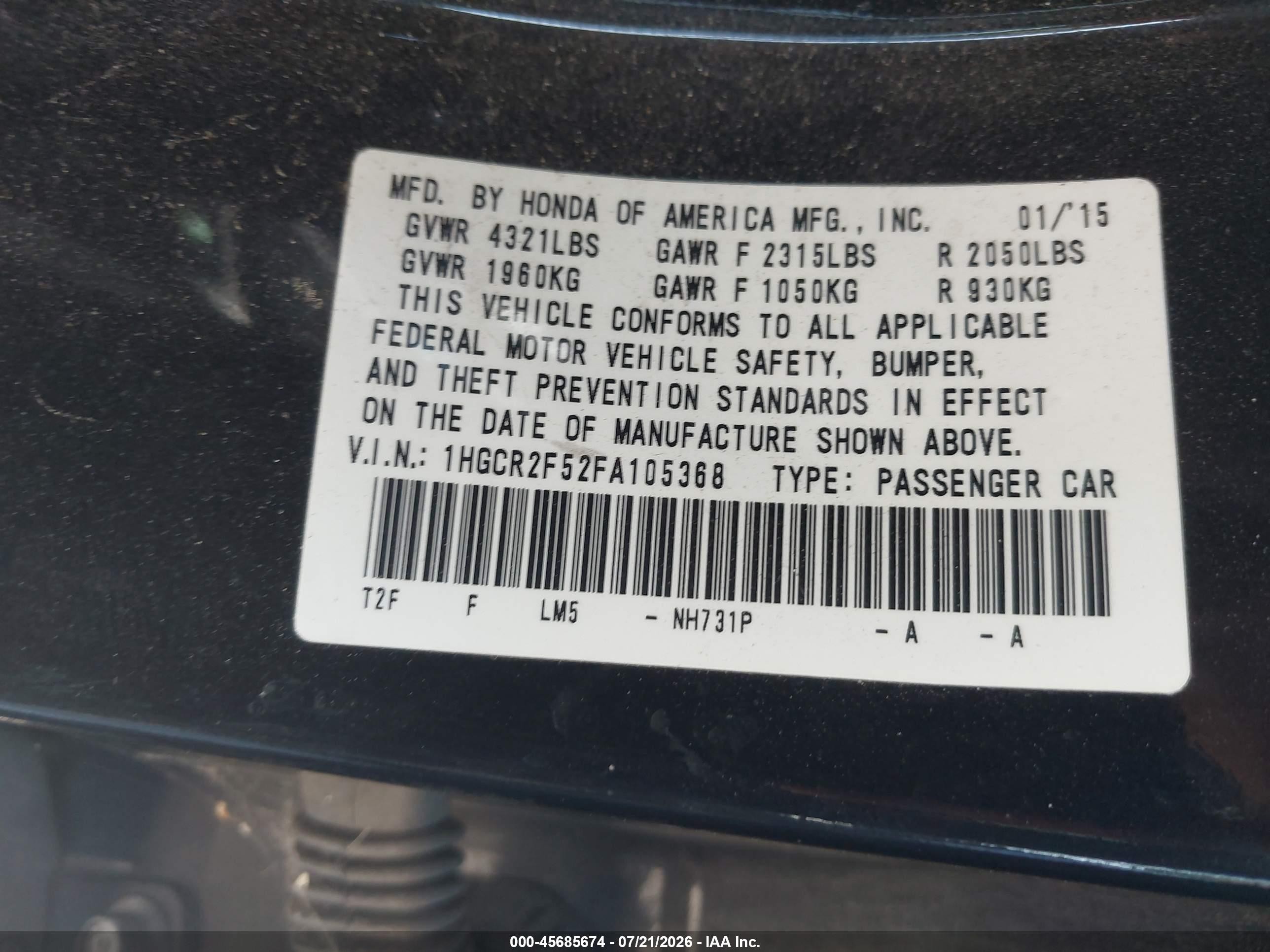 2015 Honda Accord Sport Black vin: 1HGCR2F52FA105368