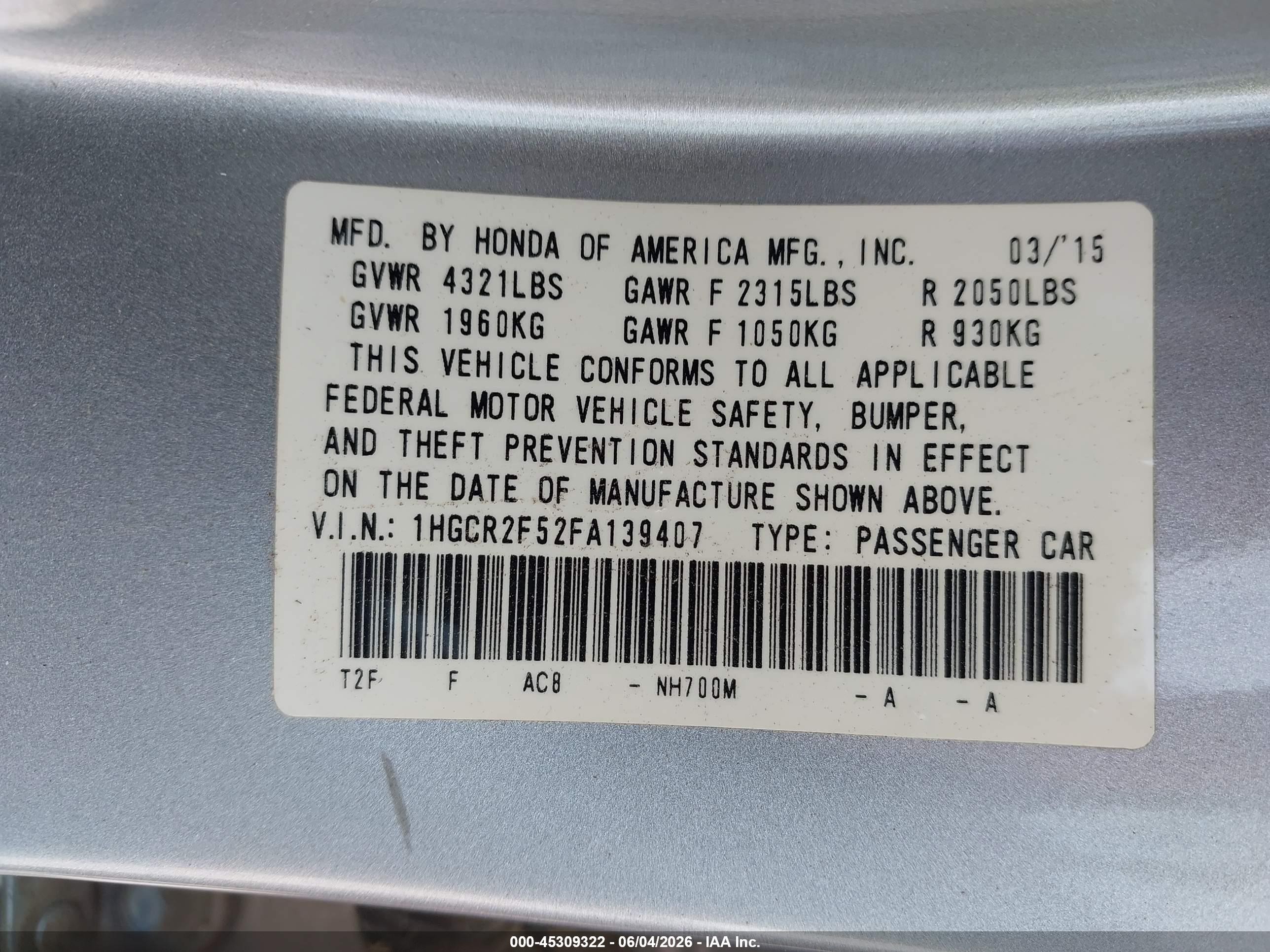 2015 Honda Accord Sport Silver vin: 1HGCR2F52FA139407