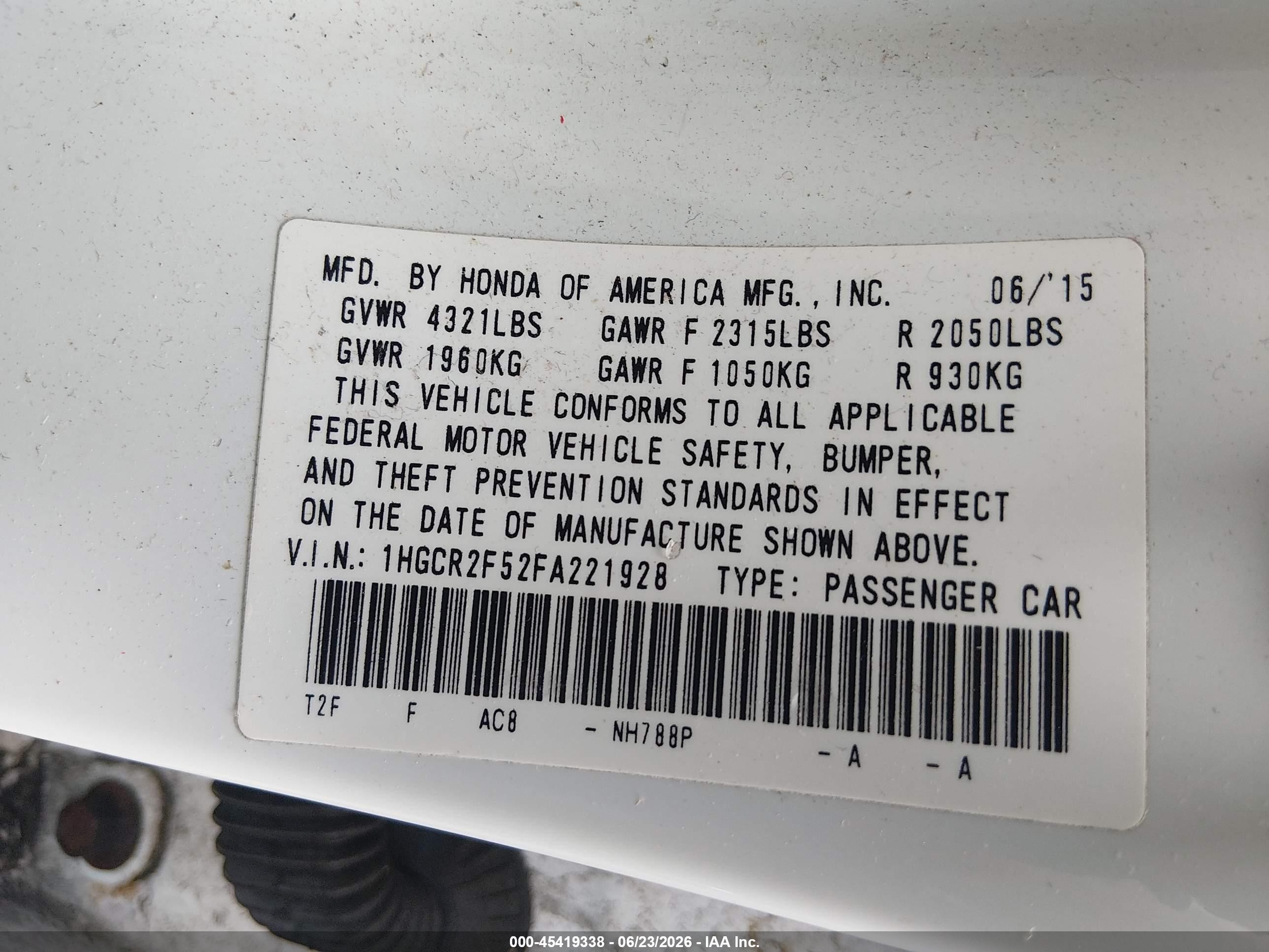 2015 Honda Accord Sport White vin: 1HGCR2F52FA221928