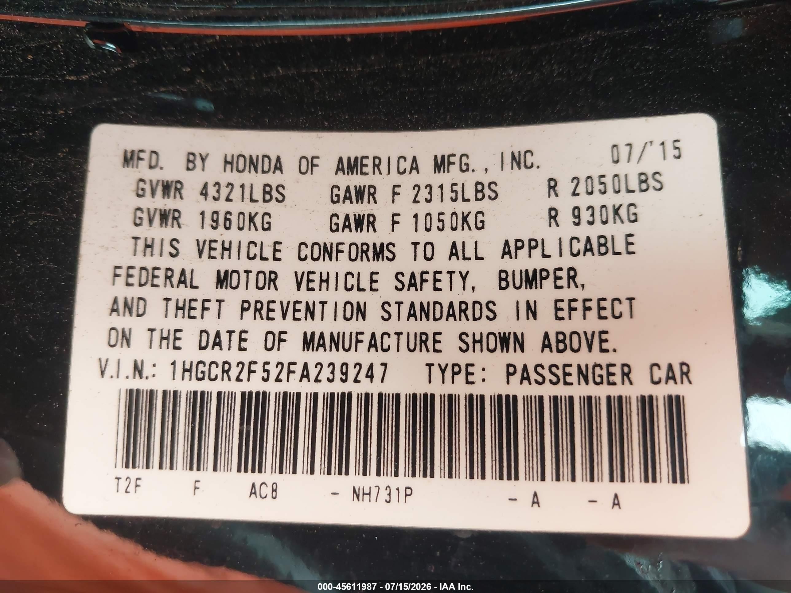 2015 Honda Accord Sport Black vin: 1HGCR2F52FA239247