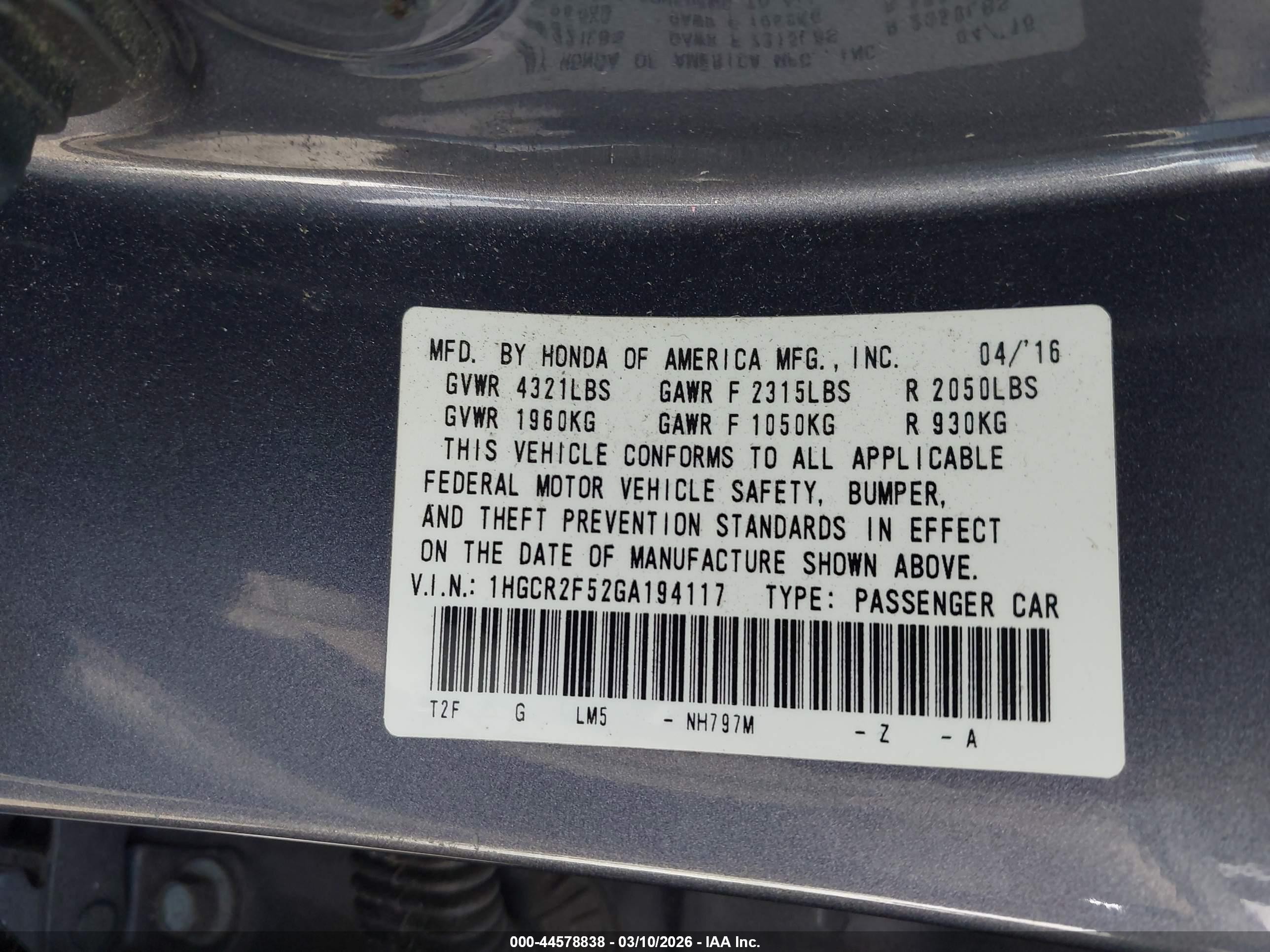 2016 Honda Accord Sport Gray vin: 1HGCR2F52GA194117