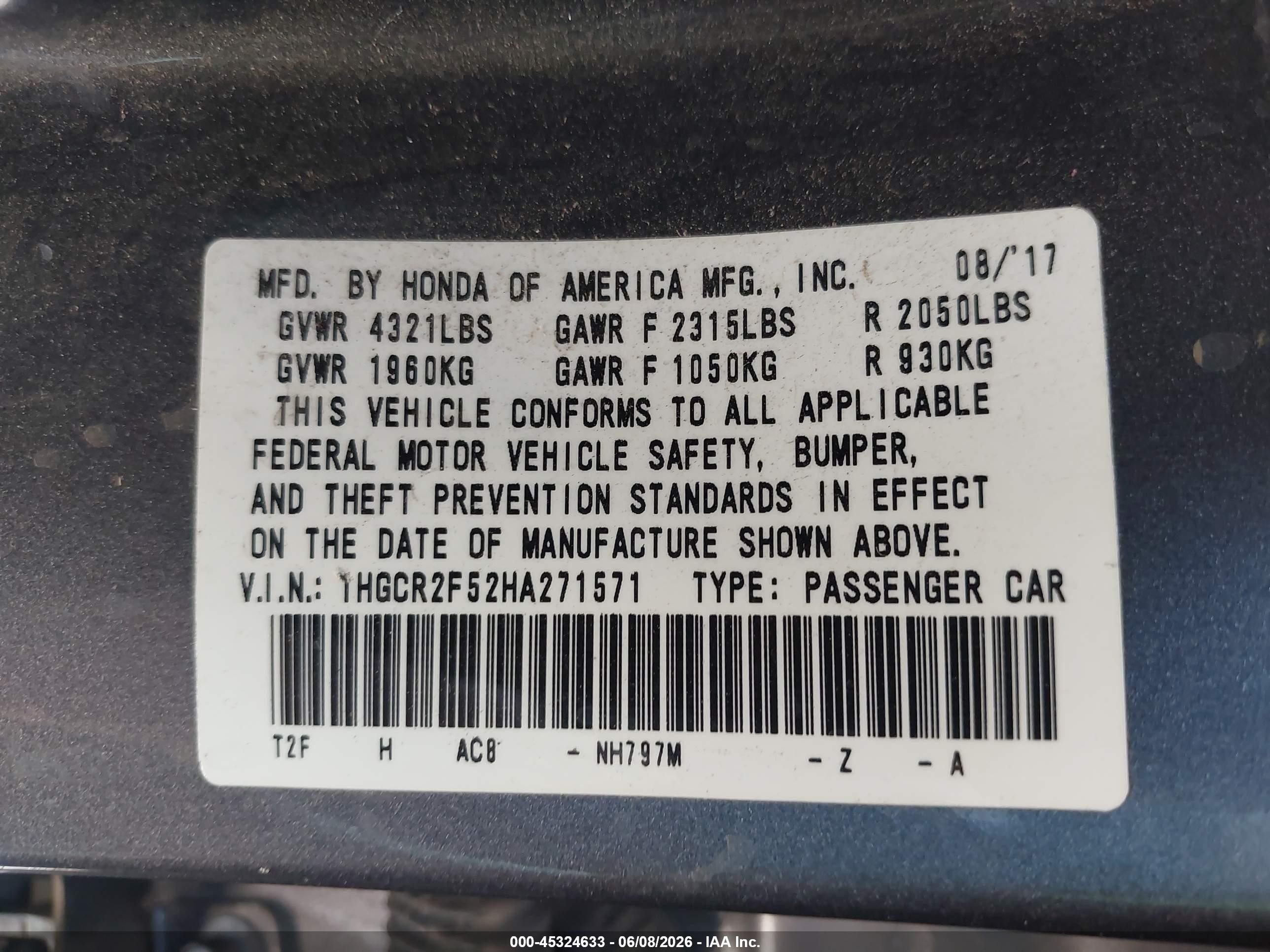 2017 Honda Accord Sport Gray vin: 1HGCR2F52HA271571