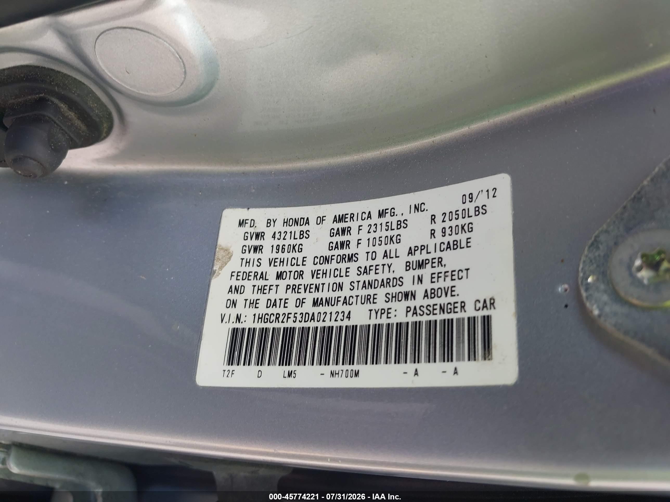 2013 Honda Accord Sport Silver vin: 1HGCR2F53DA021234