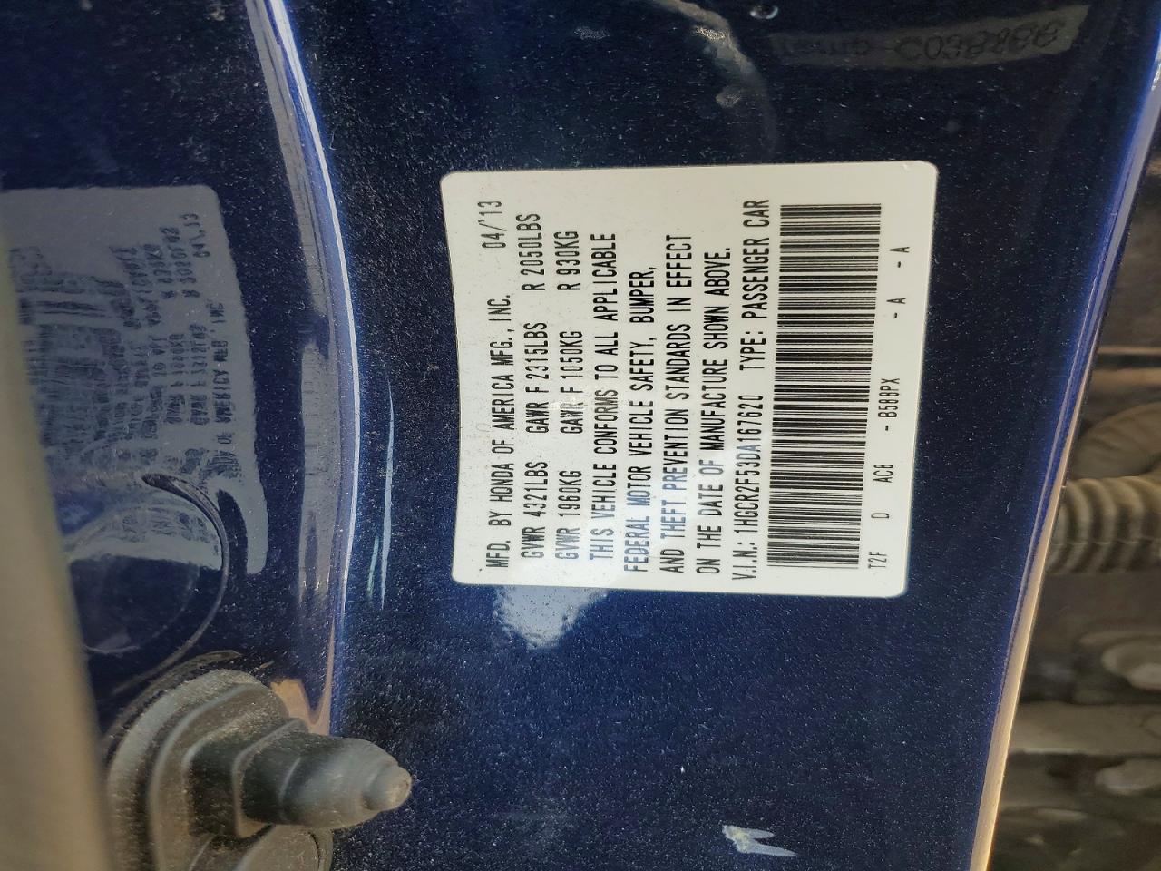 2013 Honda Accord Sport Blue vin: 1HGCR2F53DA167620