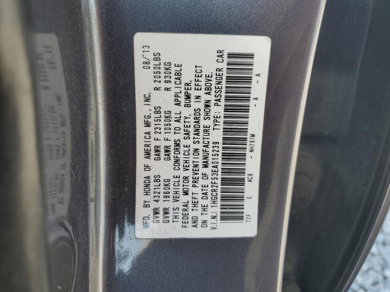 2014 Honda Accord Sport Gray vin: 1HGCR2F53EA015239