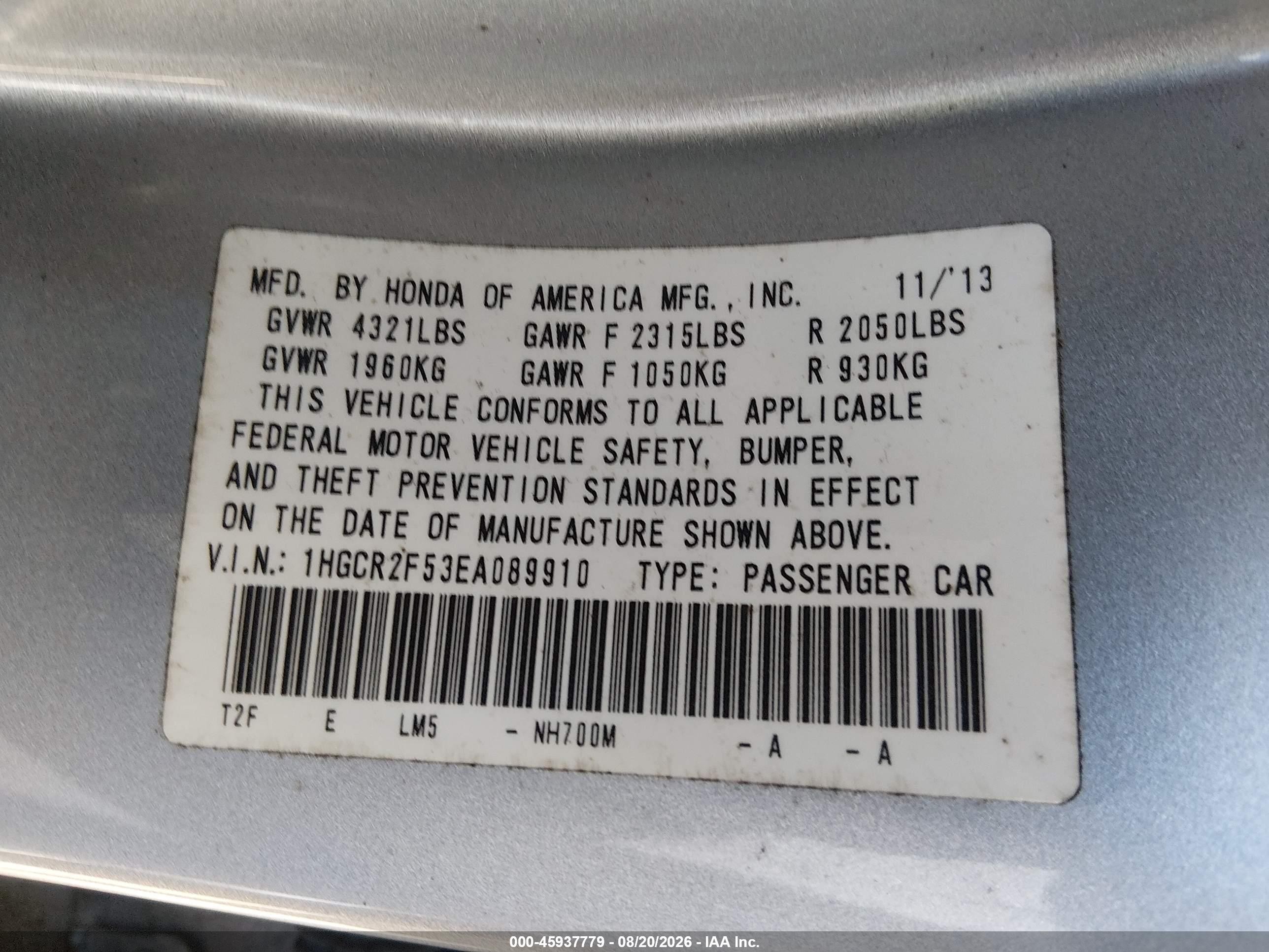 2014 Honda Accord Sport Silver vin: 1HGCR2F53EA089910