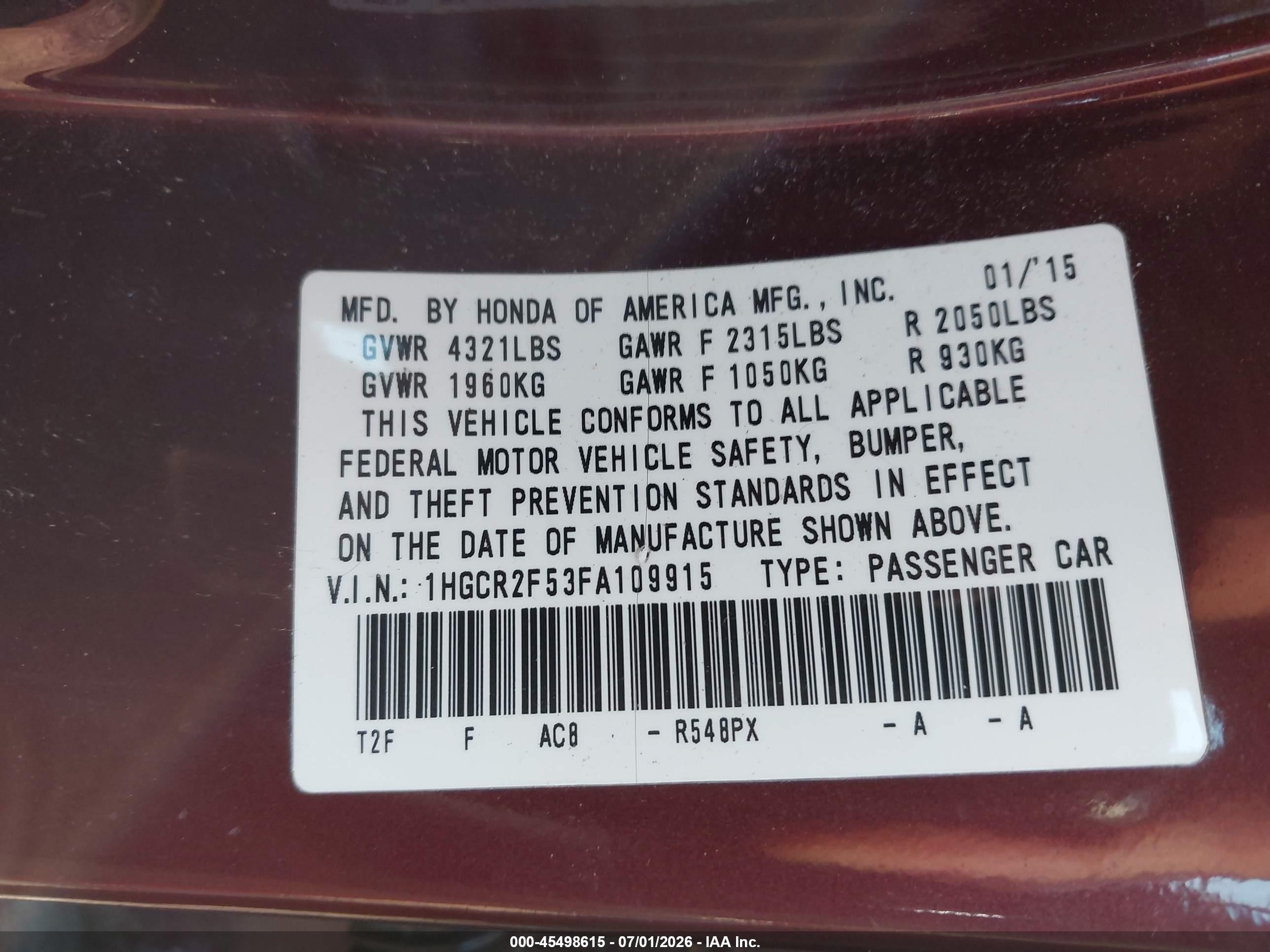 2015 Honda Accord Sport Maroon vin: 1HGCR2F53FA109915