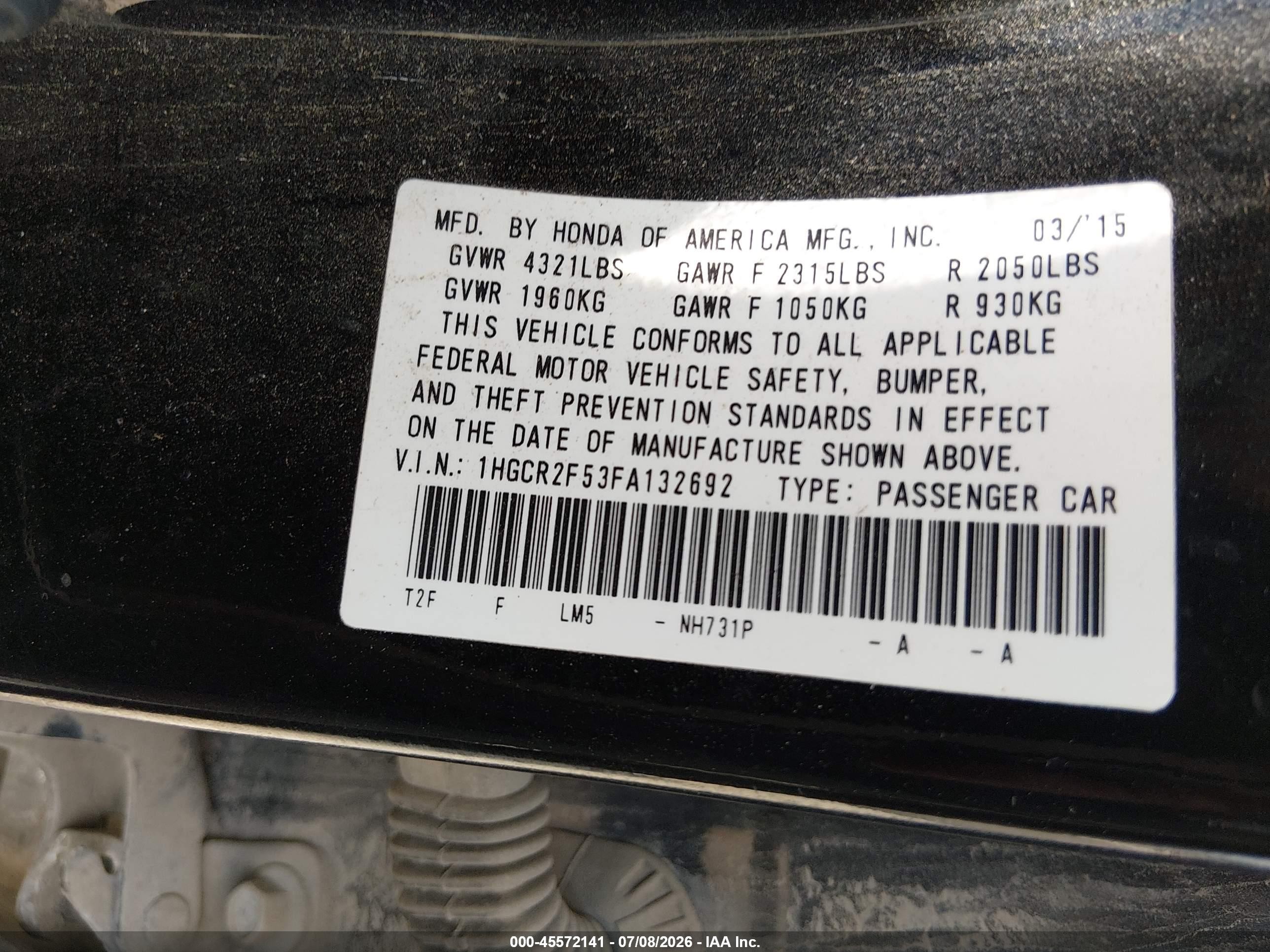 2015 Honda Accord Sport Black vin: 1HGCR2F53FA132692