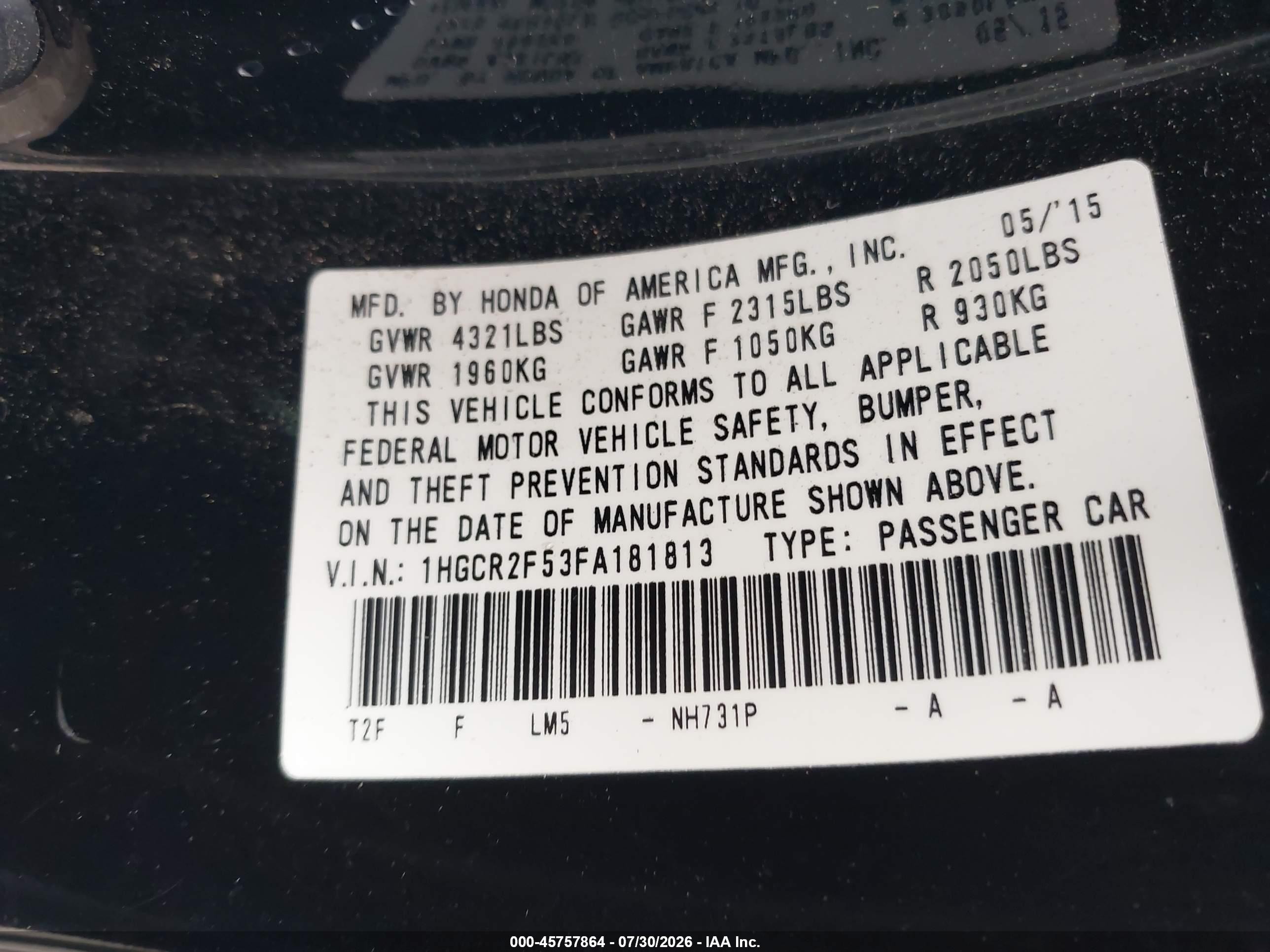2015 Honda Accord Sport Black vin: 1HGCR2F53FA181813