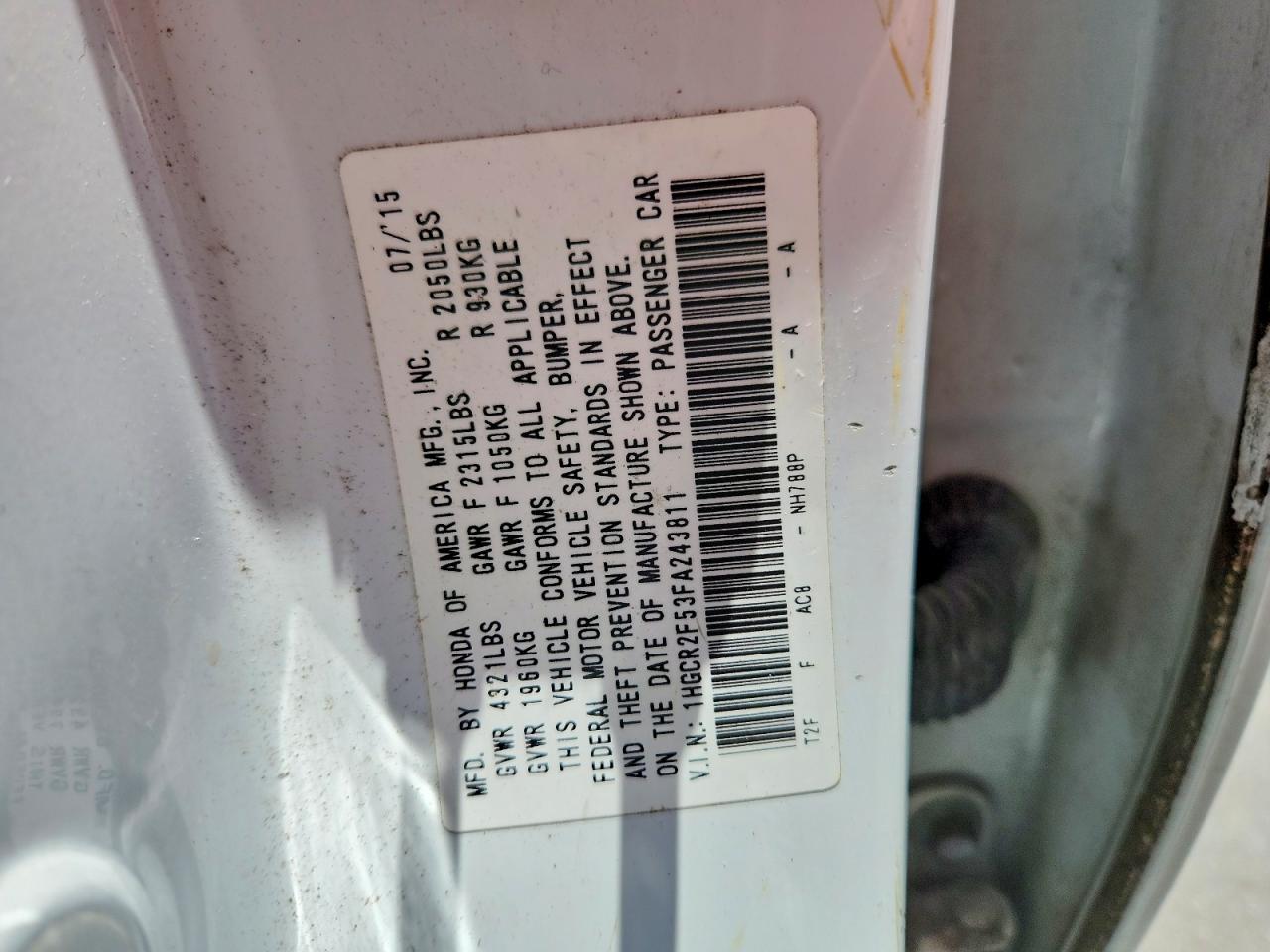2015 Honda Accord Sport White vin: 1HGCR2F53FA243811