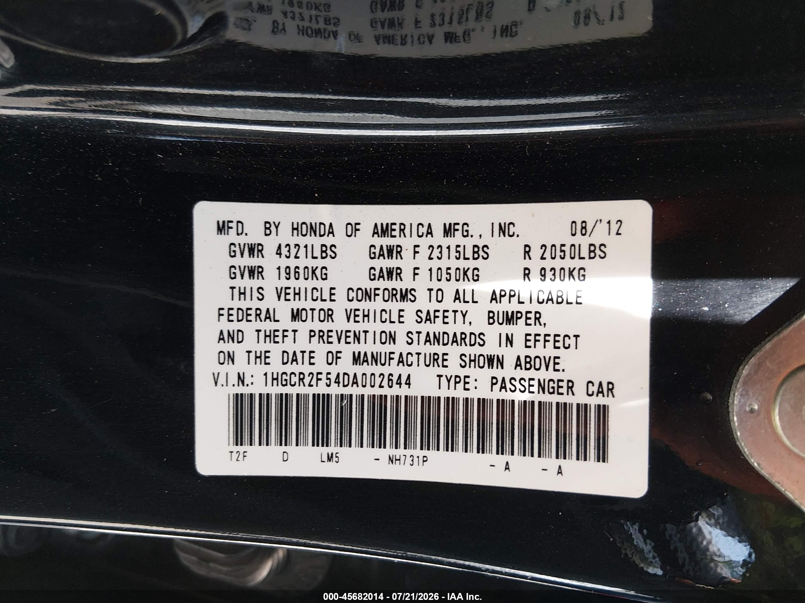 2013 Honda Accord Sport Black vin: 1HGCR2F54DA002644