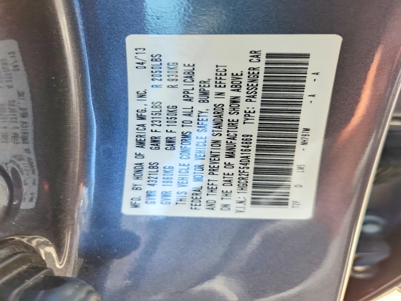 2013 Honda Accord Sport Gray vin: 1HGCR2F54DA164869