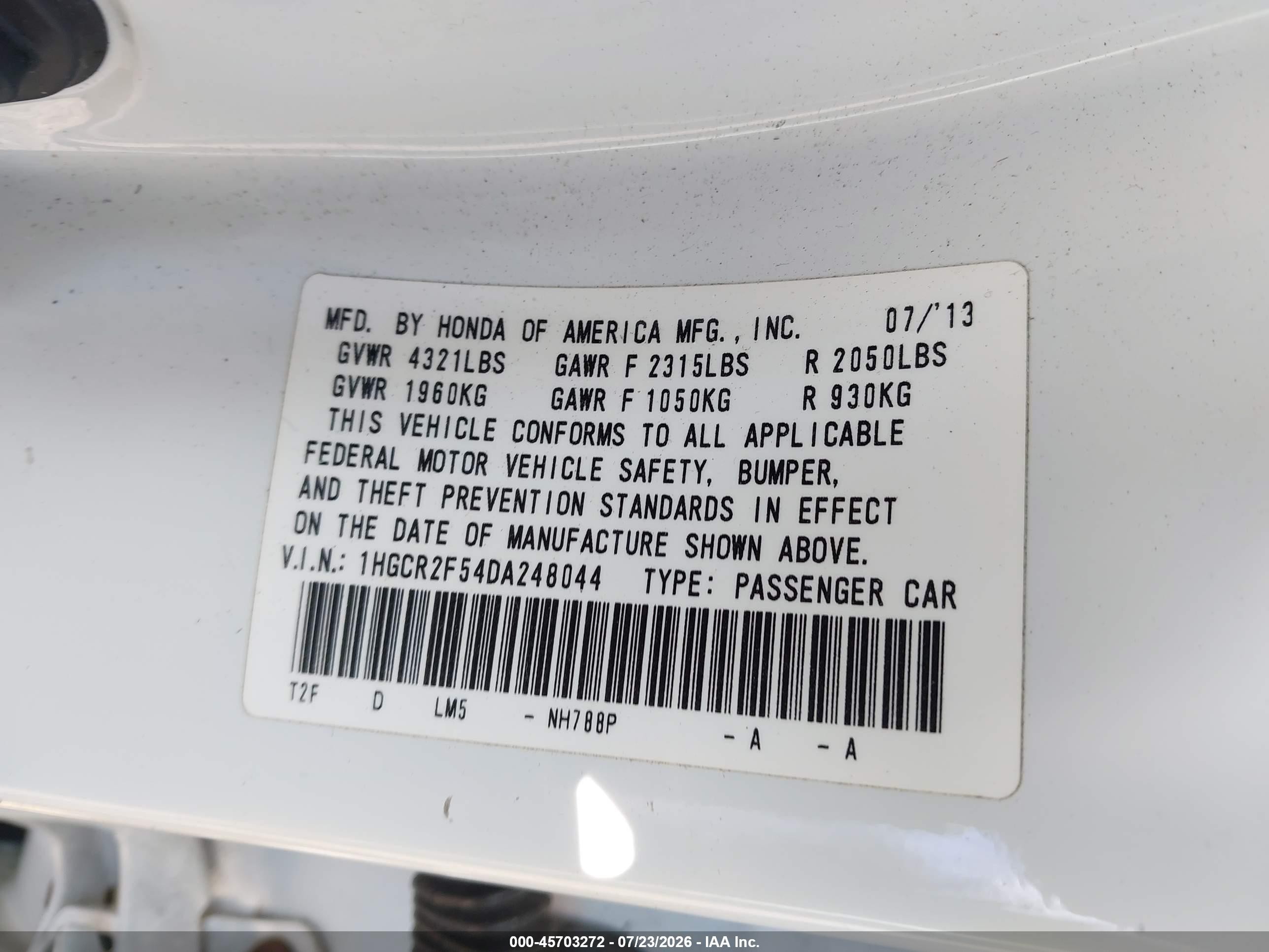 2013 Honda Accord Sport Белый vin: 1HGCR2F54DA248044