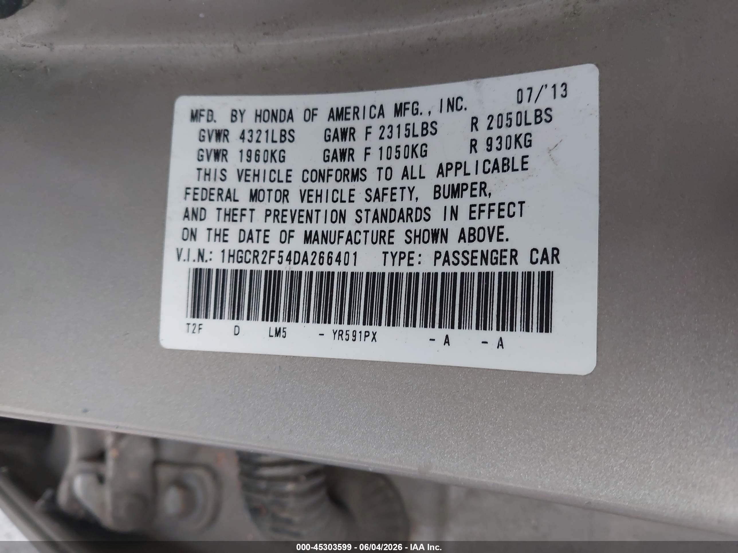 2013 Honda Accord Sport Gold vin: 1HGCR2F54DA266401