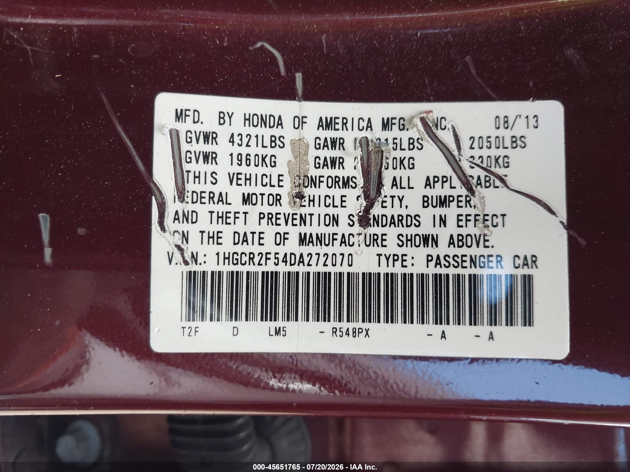 2013 Honda Accord Sport Burgundy vin: 1HGCR2F54DA272070