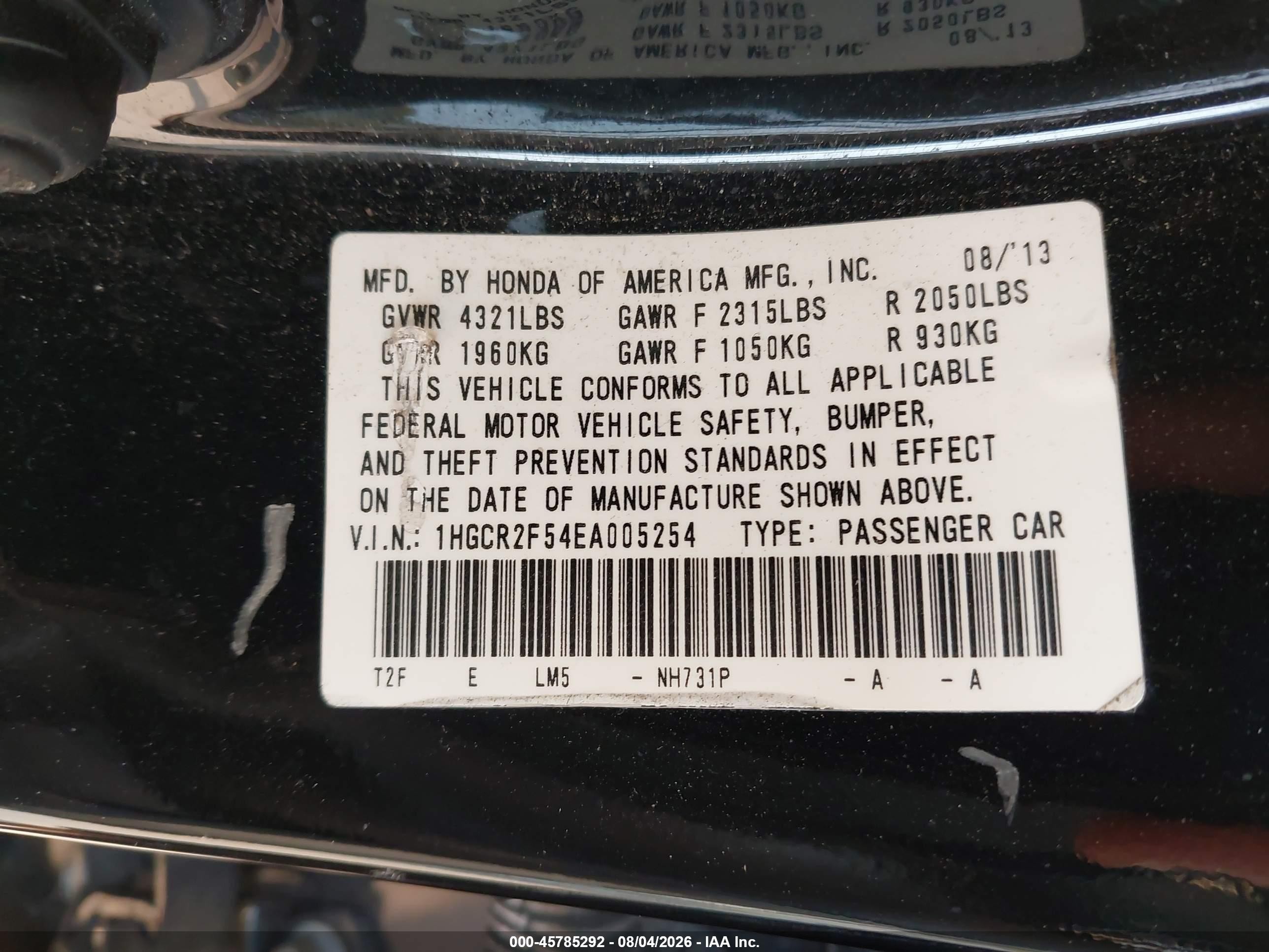 2014 Honda Accord Sport Черный vin: 1HGCR2F54EA005254